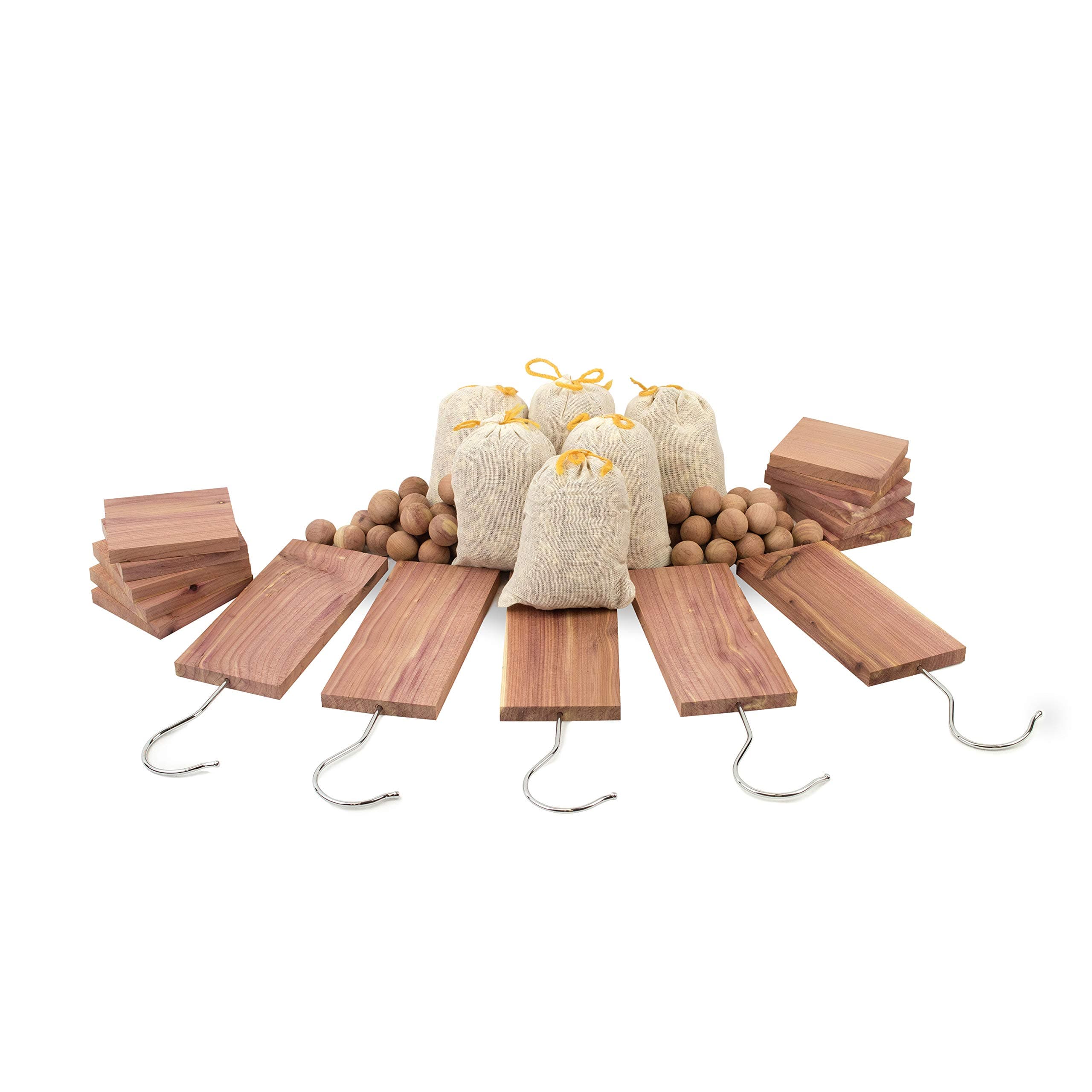 Moth Cedar Wood Combo Pack - Cedar Hang ups, Blocks, Balls and Pouches Light Fresh Scent (61 Piece)