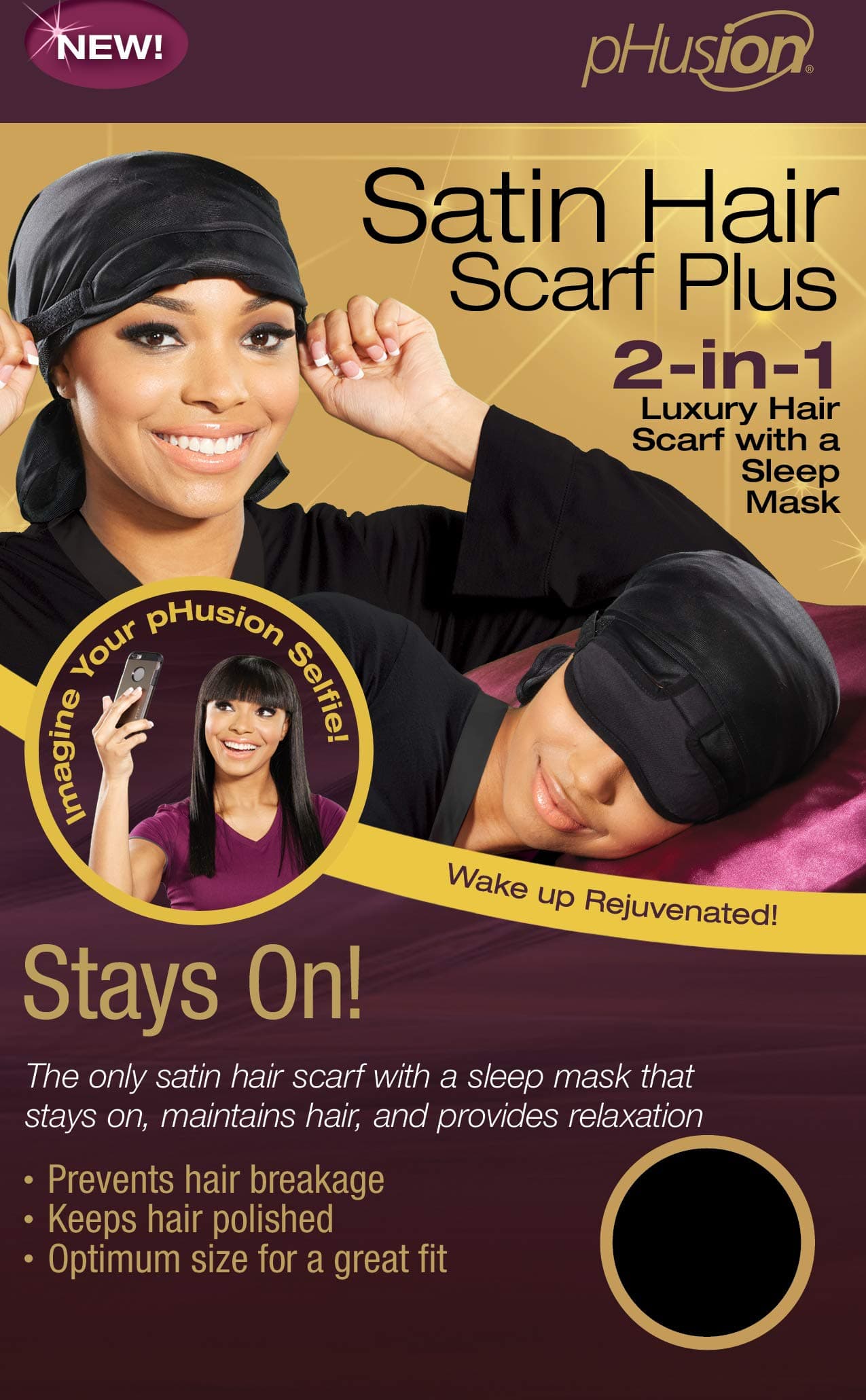 Luxury Satin Hair Scarf Plus Black MC