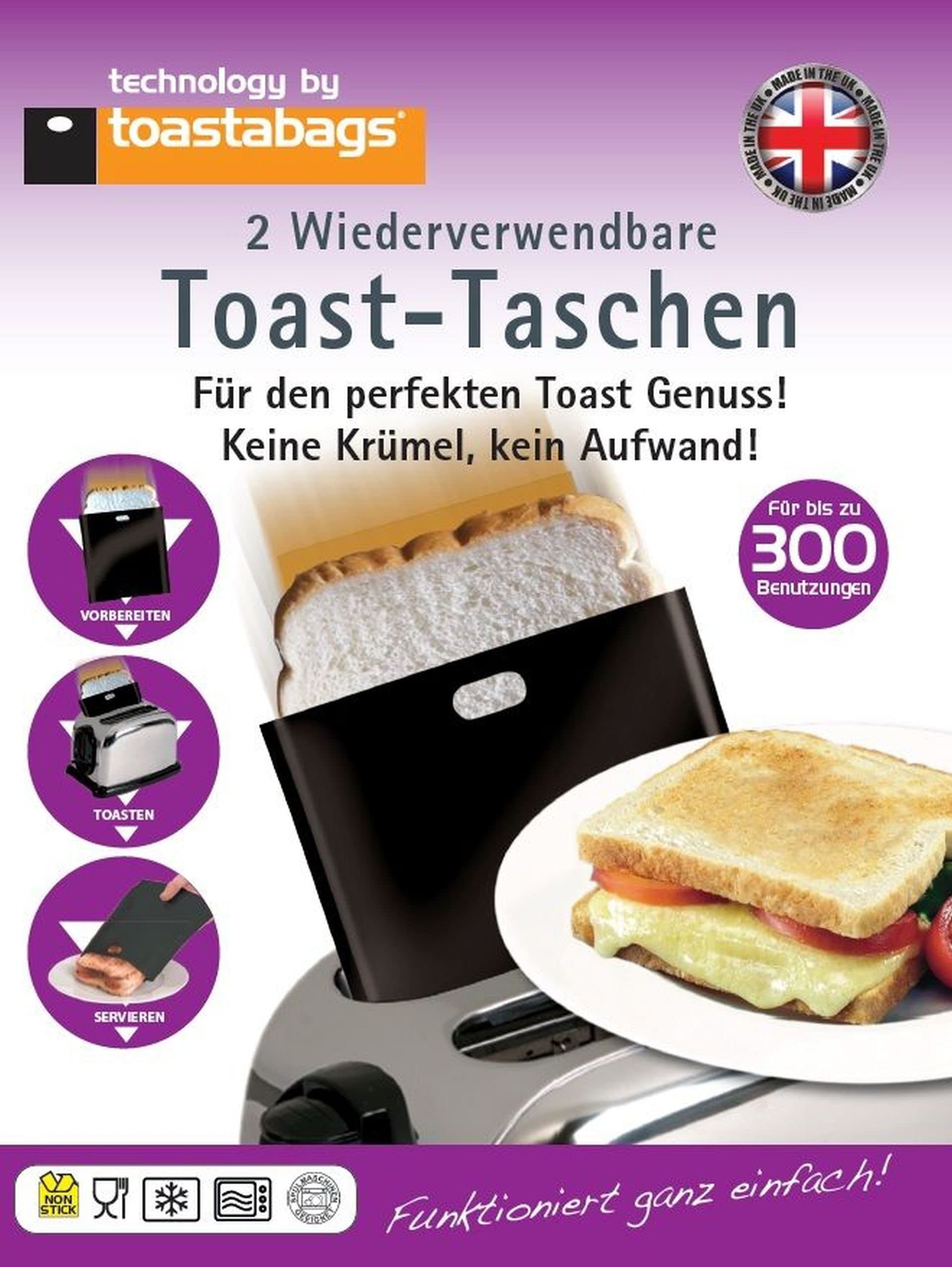 Toast Pockets Capacity 300 Steps Set of 2 Reusable