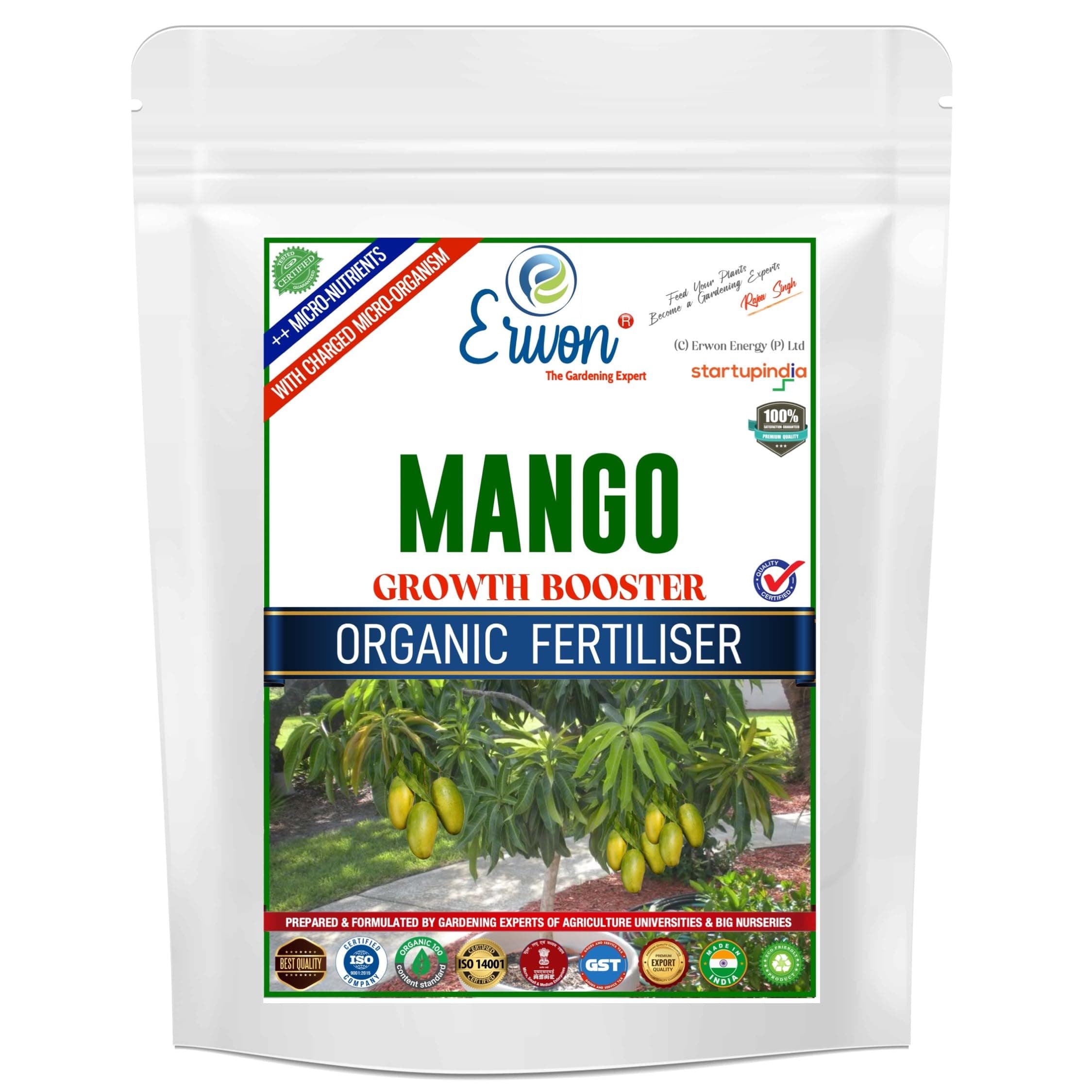 Erwon Mango Growth Booster, Premium Essential Powerful Organic Fertilizer For Overall Growth Of Mango Plants, With Charged Micro-Organism And ++ Micronutrients (900 Gm), Powder
