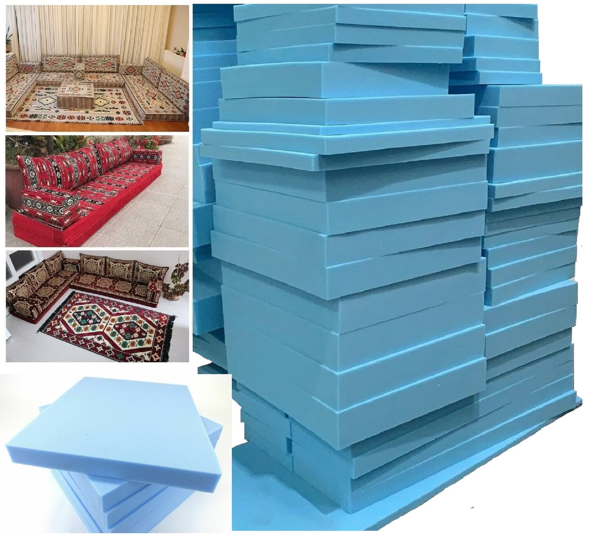 Blue Foam Sheet Cut to Size Medium to High Density Floor Cushions Sofa Chair Seat Filling, Dog Seat Mat, Topper Camper Van 18 X 18" 20 X 20" 22 X 22" 24 X 24" Thickness 1" 2" 4" 5" (18 X 18 X 1")