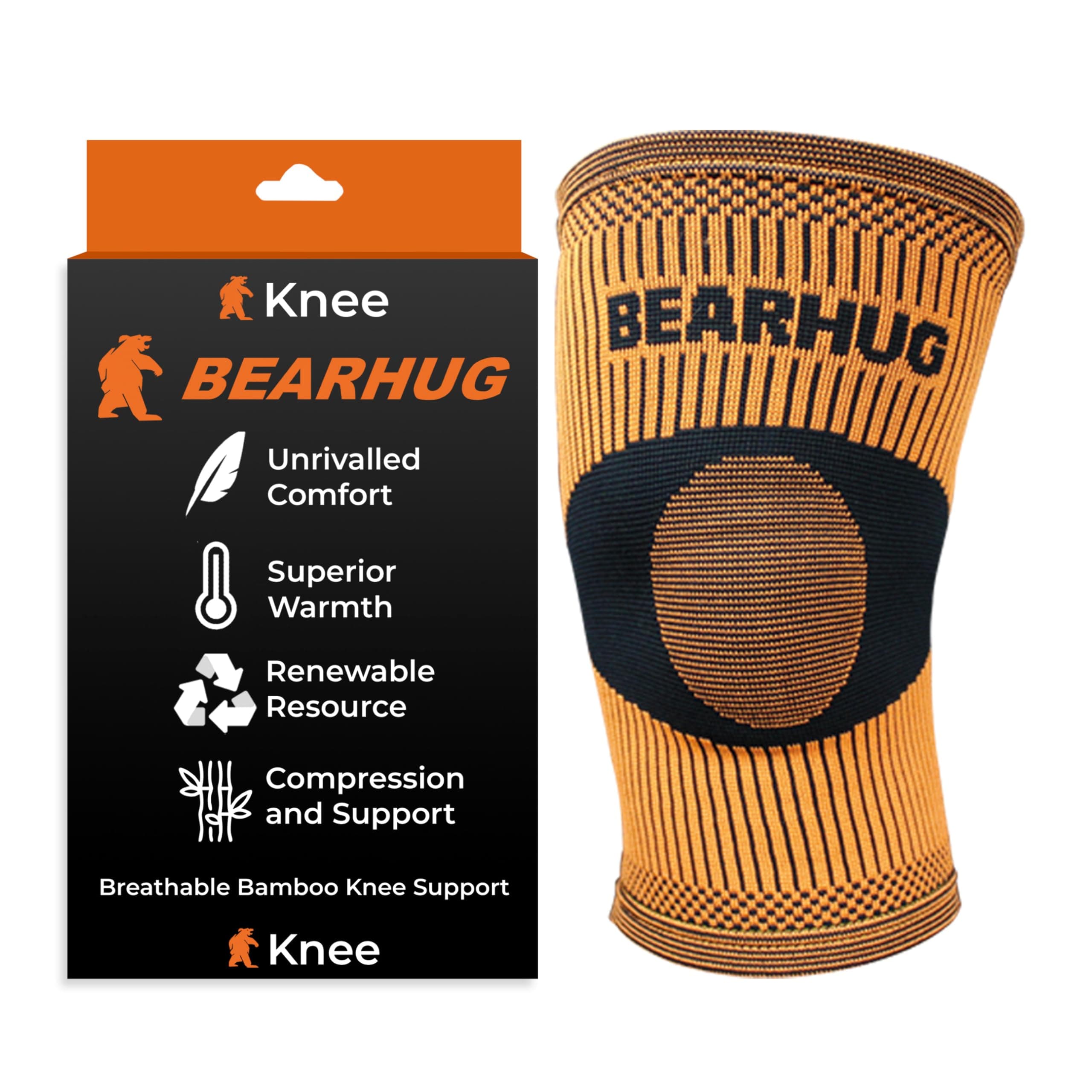Bamboo Knee Support For Women and Men - Compression Sleeve Knee Brace for Running, Walking, Weight Lifting & Skiing - Knee Sleeves Braces to Aid Arthritis Pain Relief, L