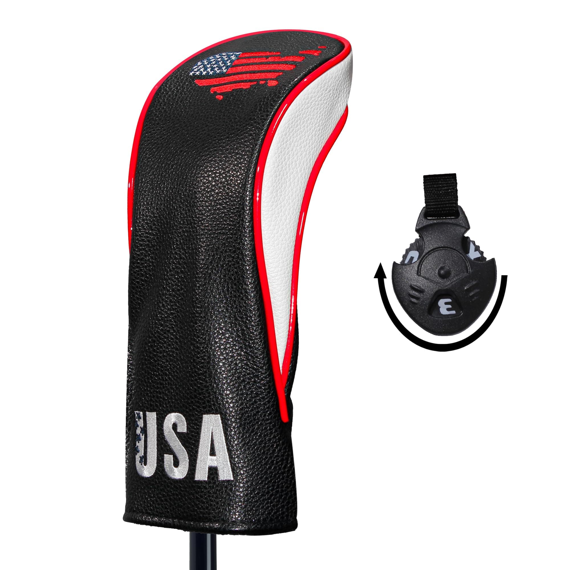 Golf Club Head Covers,4pcs or 1pc USA Golf Head Covers for Woods and Driver Fairway Hybrid - PU Leather Mallet Blade Putter for Men Women Golf Enthusiast