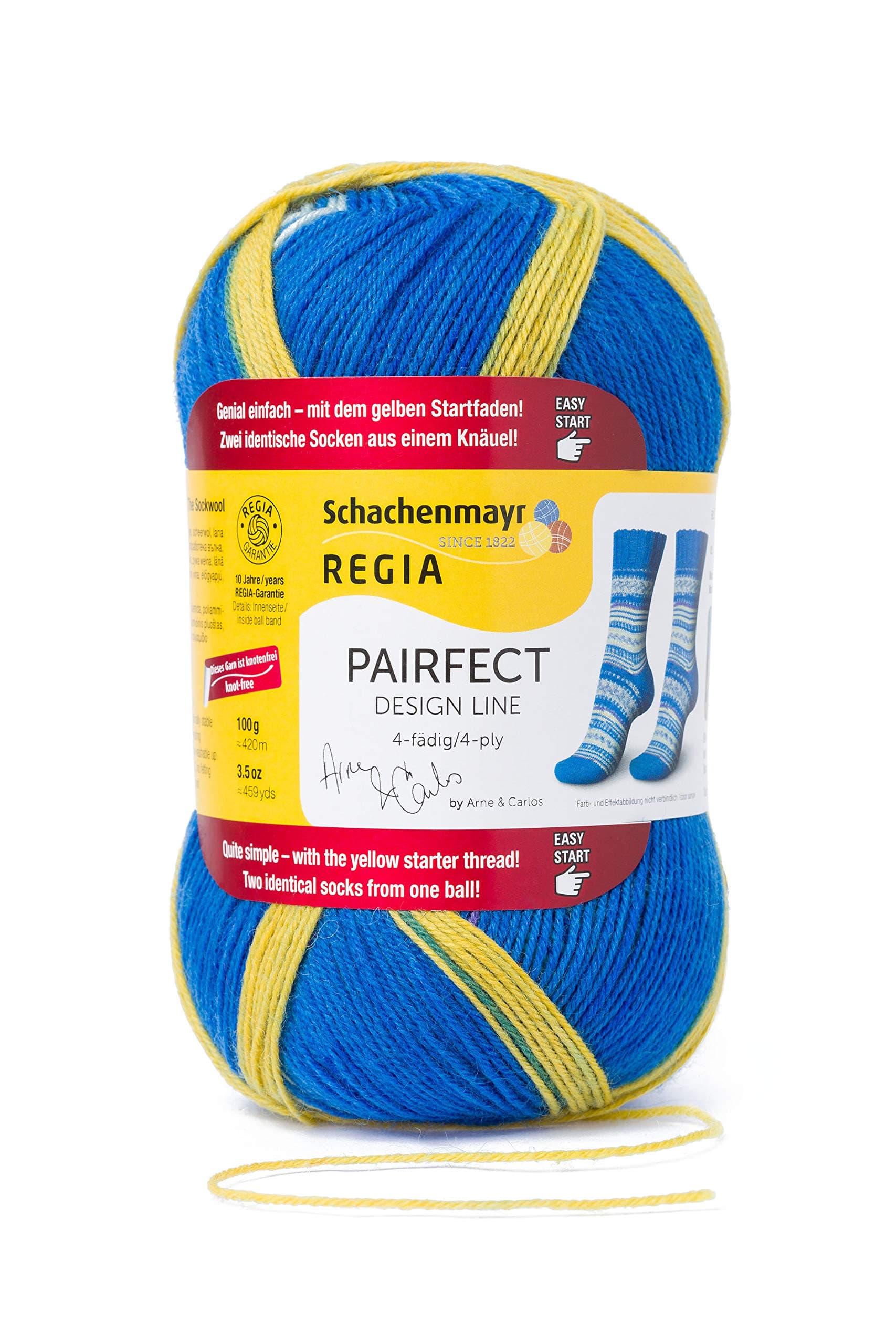 Regia Design Line, 4-Threaded by Arne & Carlos, Hand Knitting Wool/Yarn, Sock Yarn – per 100 g Ball, 75% New Wool, 25% Polyamide, Iceland Island, 16 x 9 x 7.5 cm