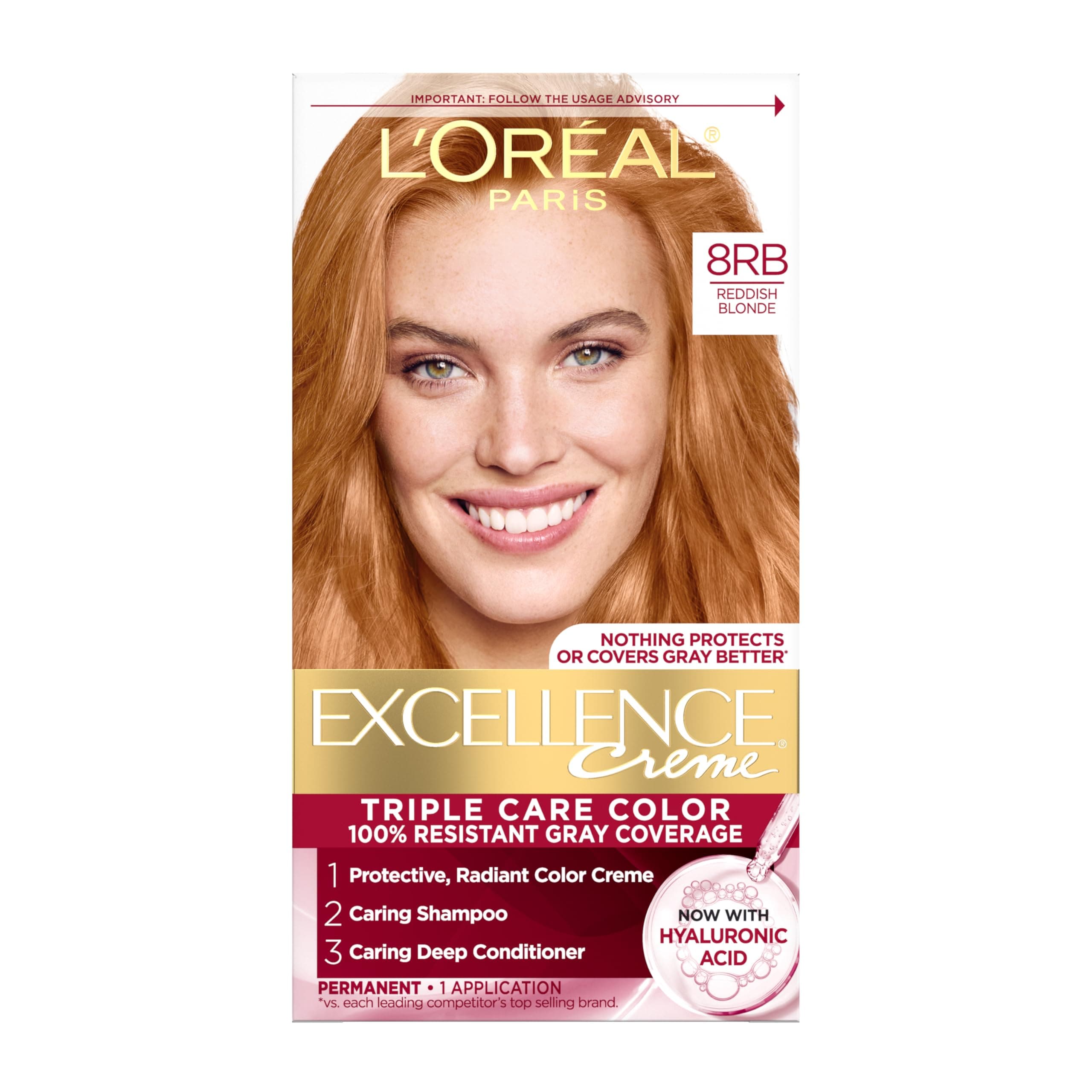 Excellence Creme, 8RB Medium Reddish Blonde, (Packaging May Vary)