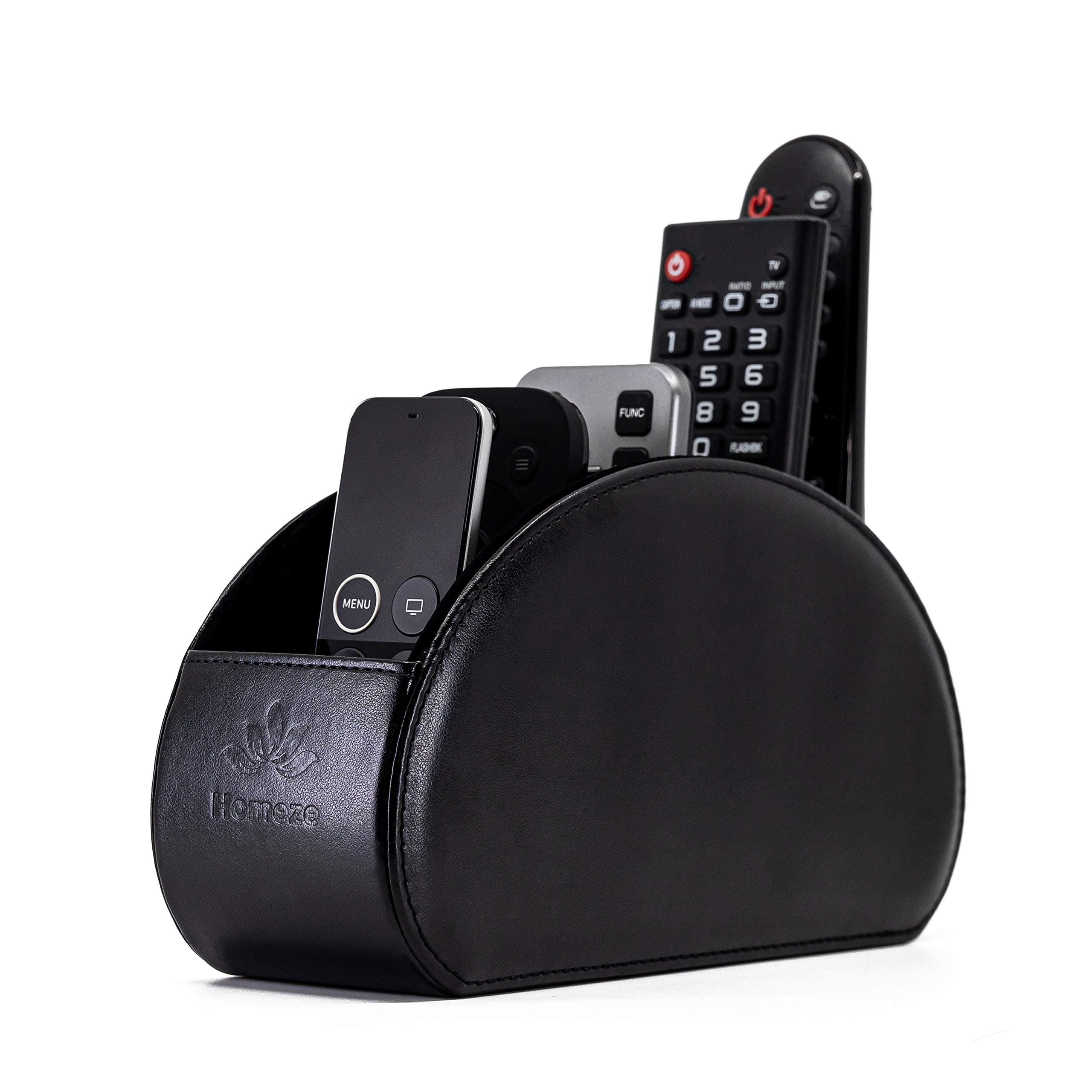 PU Leather Remote Control Holder and Caddy Organizer Stand for TV Remote and Table Top