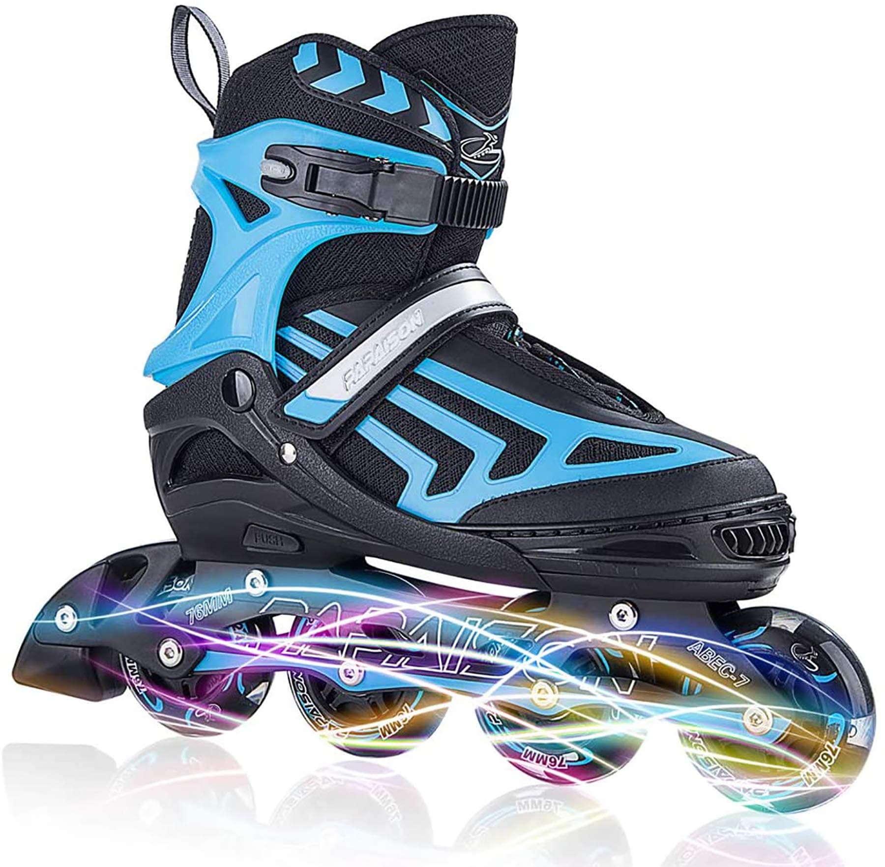 ITurnGlow Adjustable Inline Skates for Kids and Adults, Roller Skates with Featuring All Illuminating Wheels, for Girls and Boys, Men and Ladies