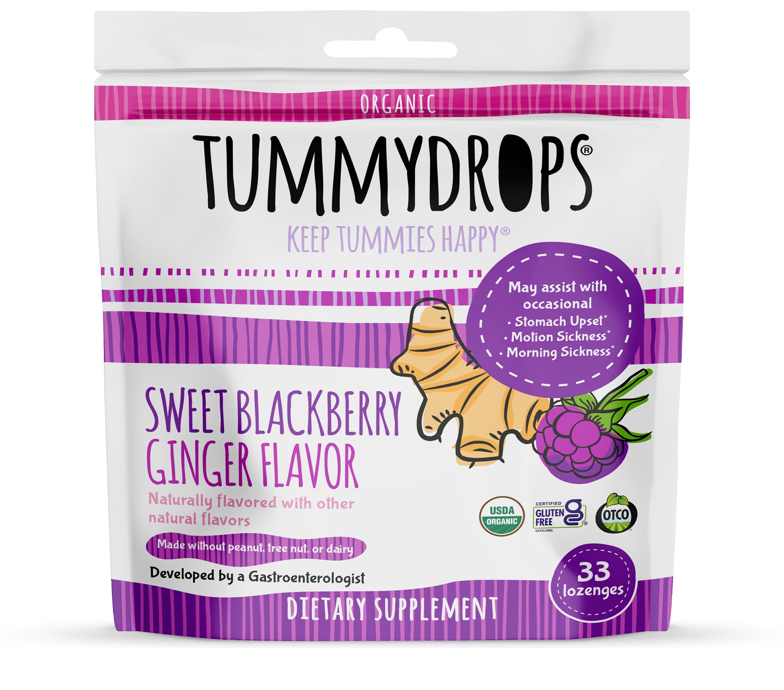 Tummydrops USDA Organic Sweet Blackberry Ginger