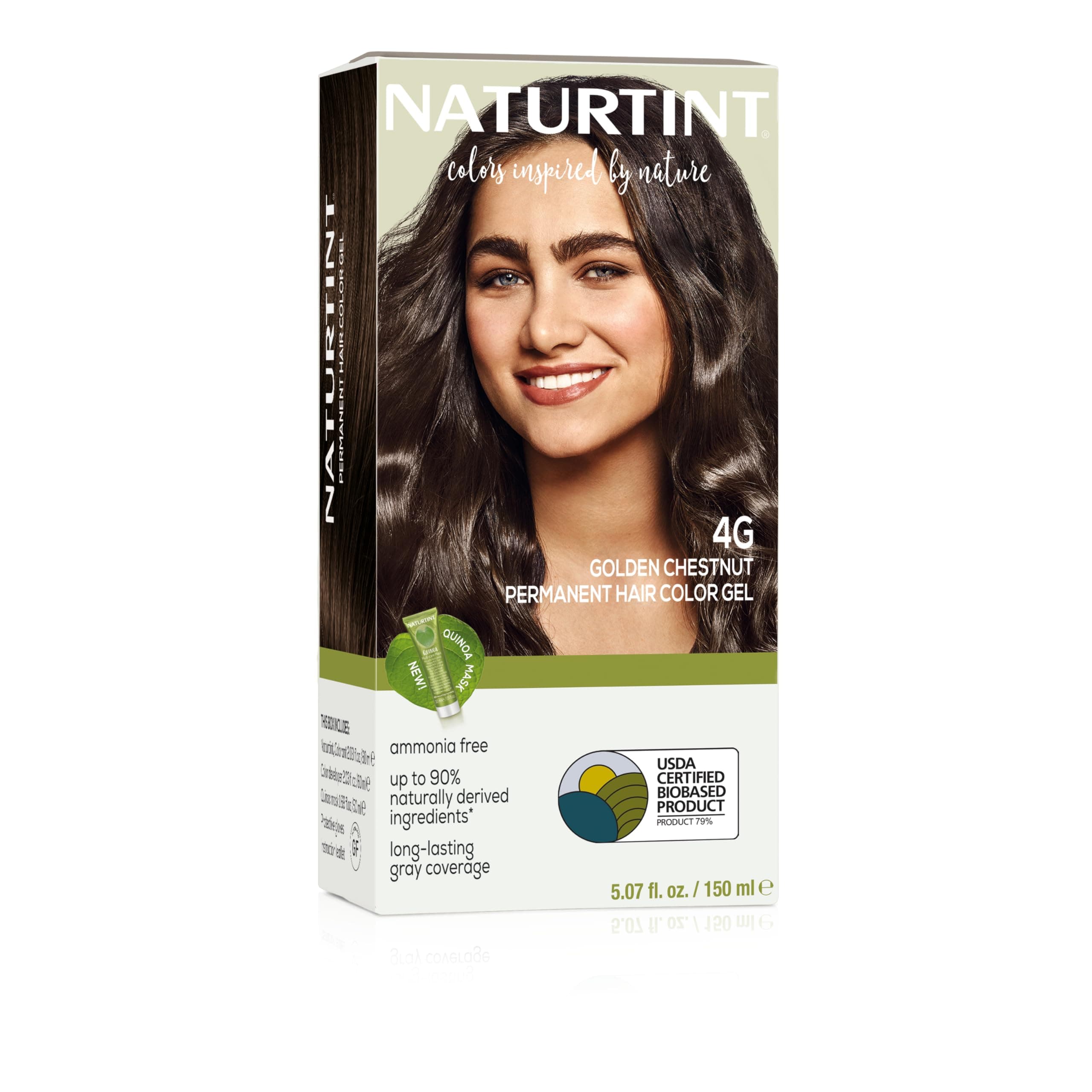 Naturtint Permanent Hair Colour | For Long Lasting Grey Coverage | Intense & Radiant Colour Shine | Enriched With Natural Ingredients | Free From Ammonia & Paraffin | 4G-Golden Chestnut 170Ml