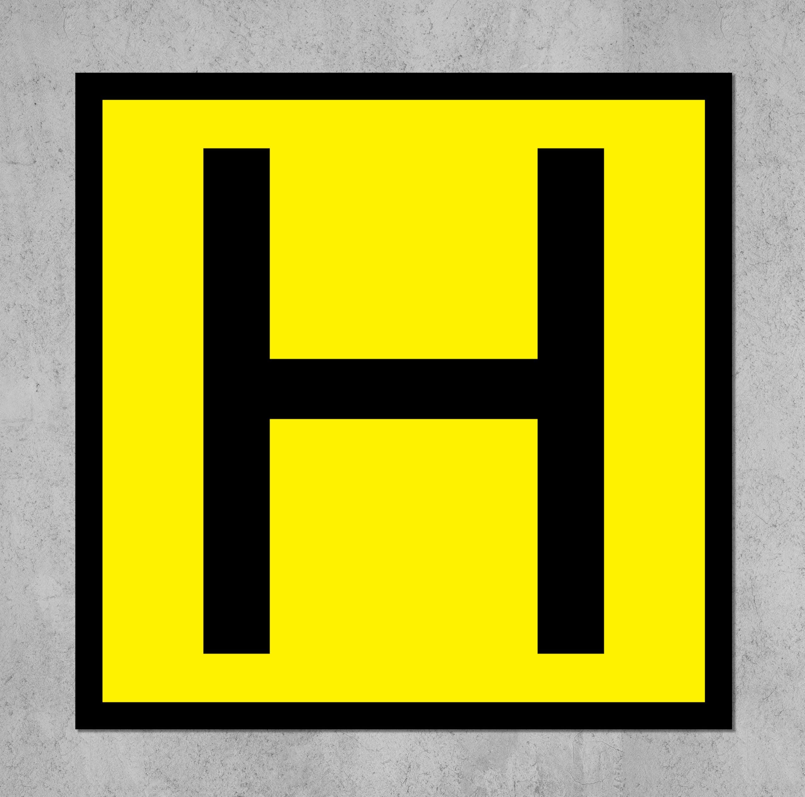 Fire Hydrant H Symbol Safety sign - 1.2mm Rigid plastic 200mm x 200mm