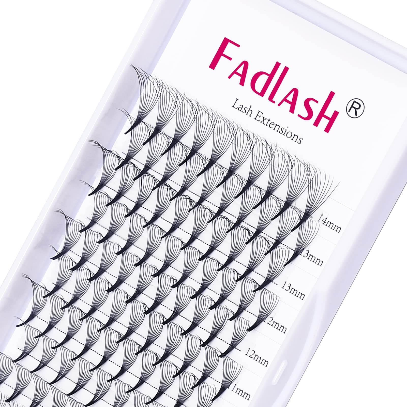 Volume Lash Extensions Mixed Tray 0.07 C Curl 10D Premade Fans Eyelash Extensions 8-14mm Premade Lash Fans Short Stem Russian Volume Lashes (0.07-C, 8-14mm Mix)