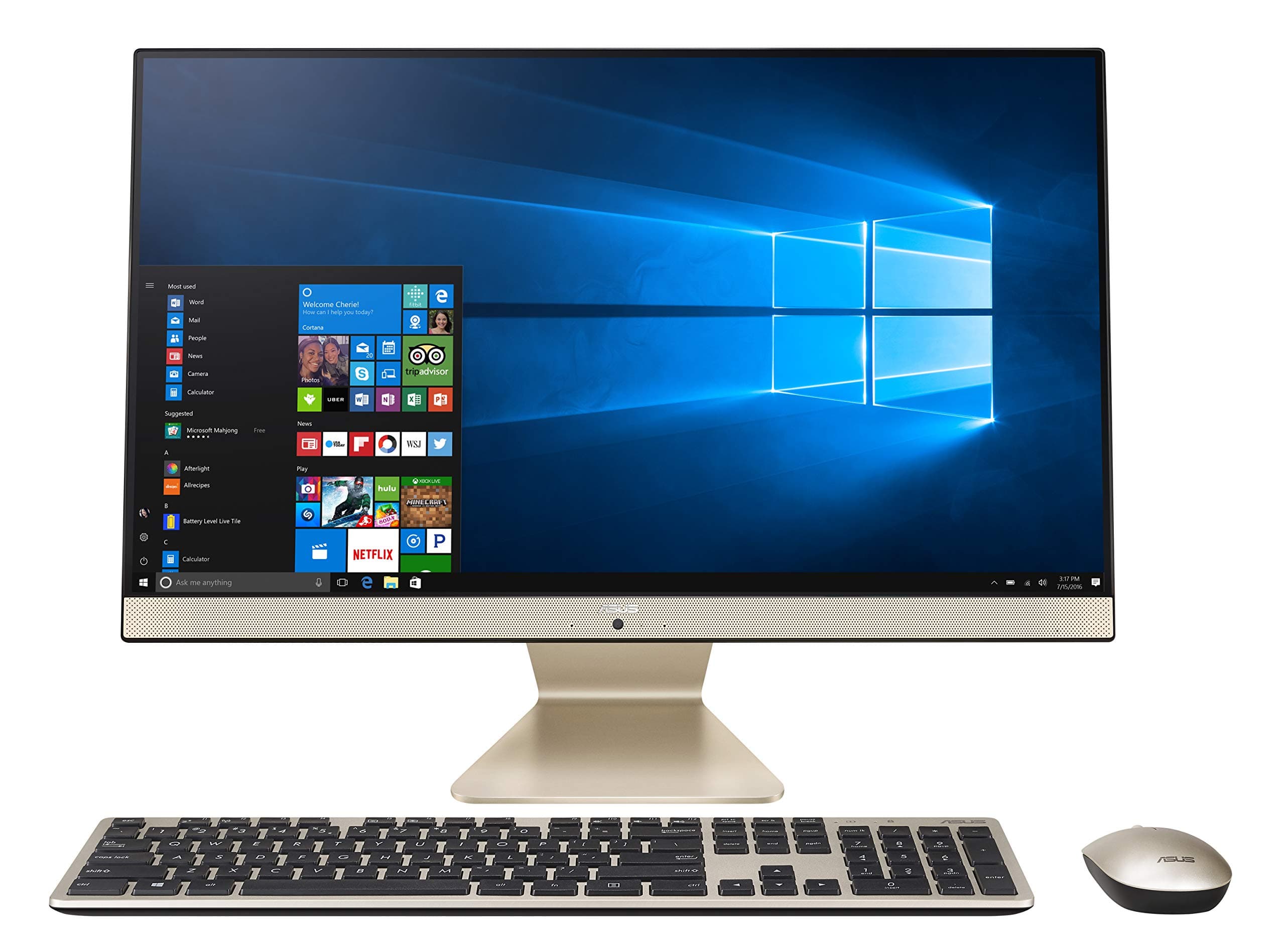 ASUS AiO All-in-One Desktop PC, 23.8” FHD Anti-glare Display, Intel Pentium Gold 7505 Processor, 8GB DDR4 RAM, 256GB PCIe SSD, Windows 10 Home, Kensington Lock, V241EA-ES001
