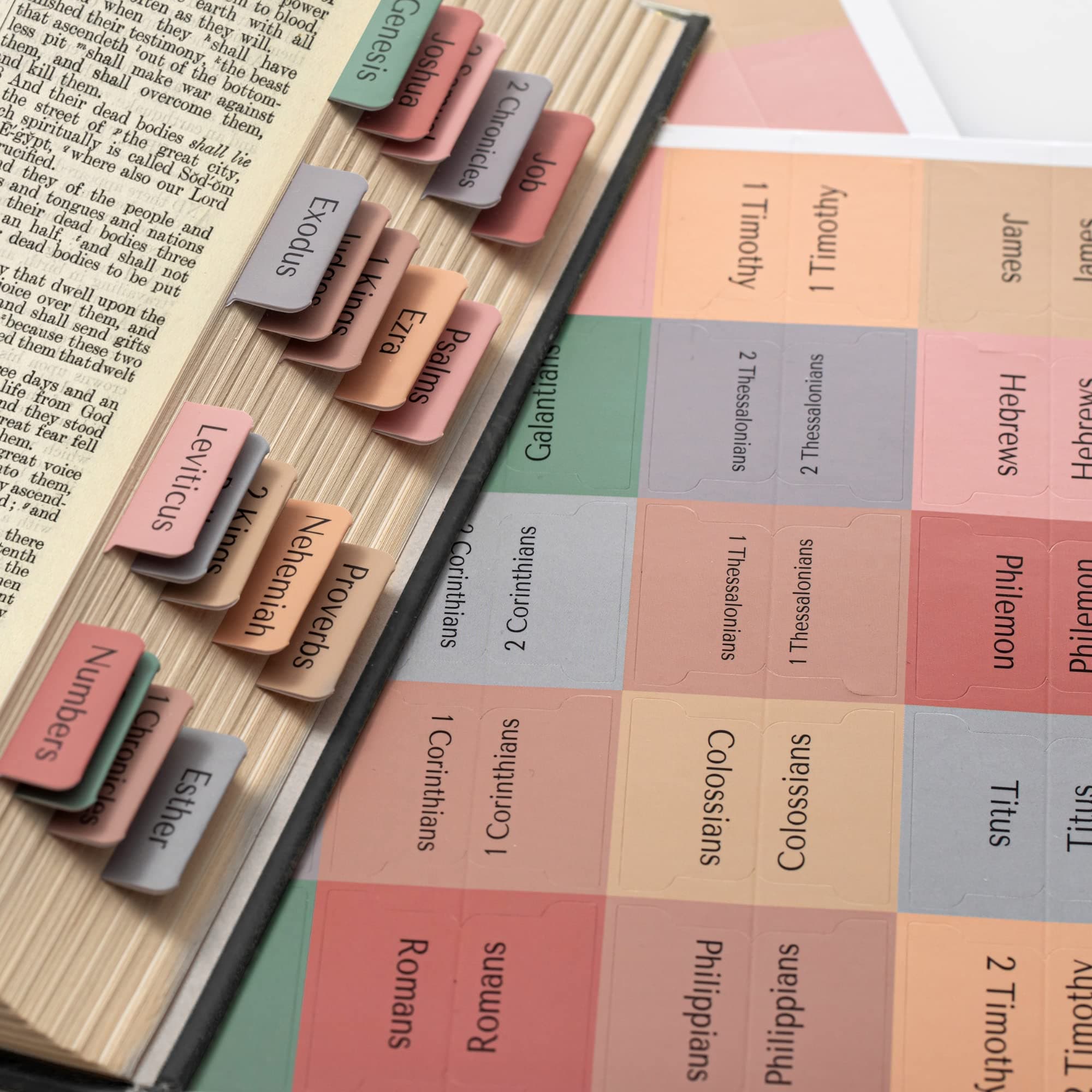 Bible Tabs for Women - 80 Laminated Bible Tabs for Study Bible | Tabs for Bible Chapters | Catholic Bible Tabs for Men Kids | Laminated Bible Tabs Dividers Bible tabs Large Print | Earth Toned