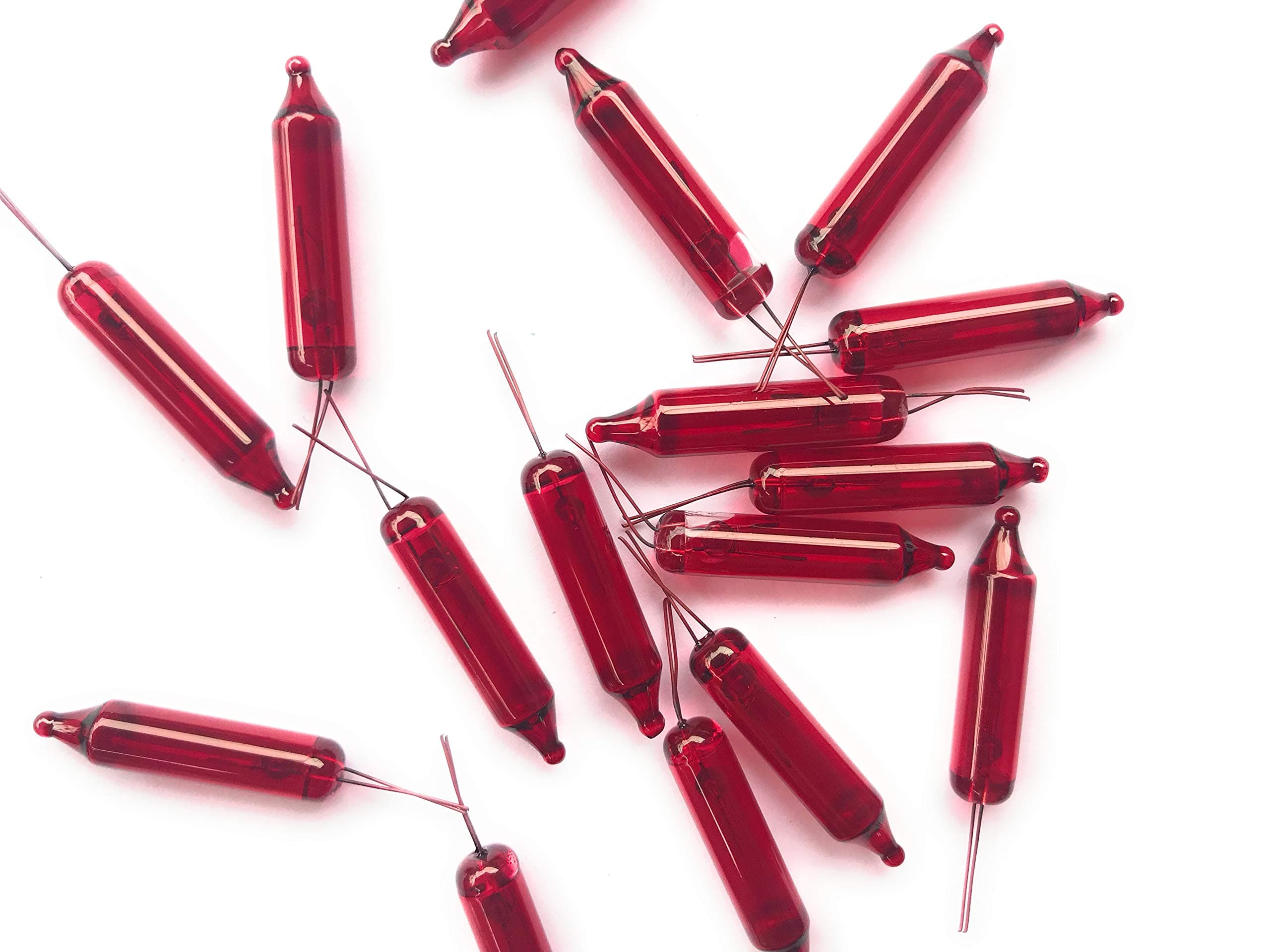 Prestige Glass Art100 RED 2.5 Volt Replacement Mini Bulbs - Christmas Bulbs - NO Base