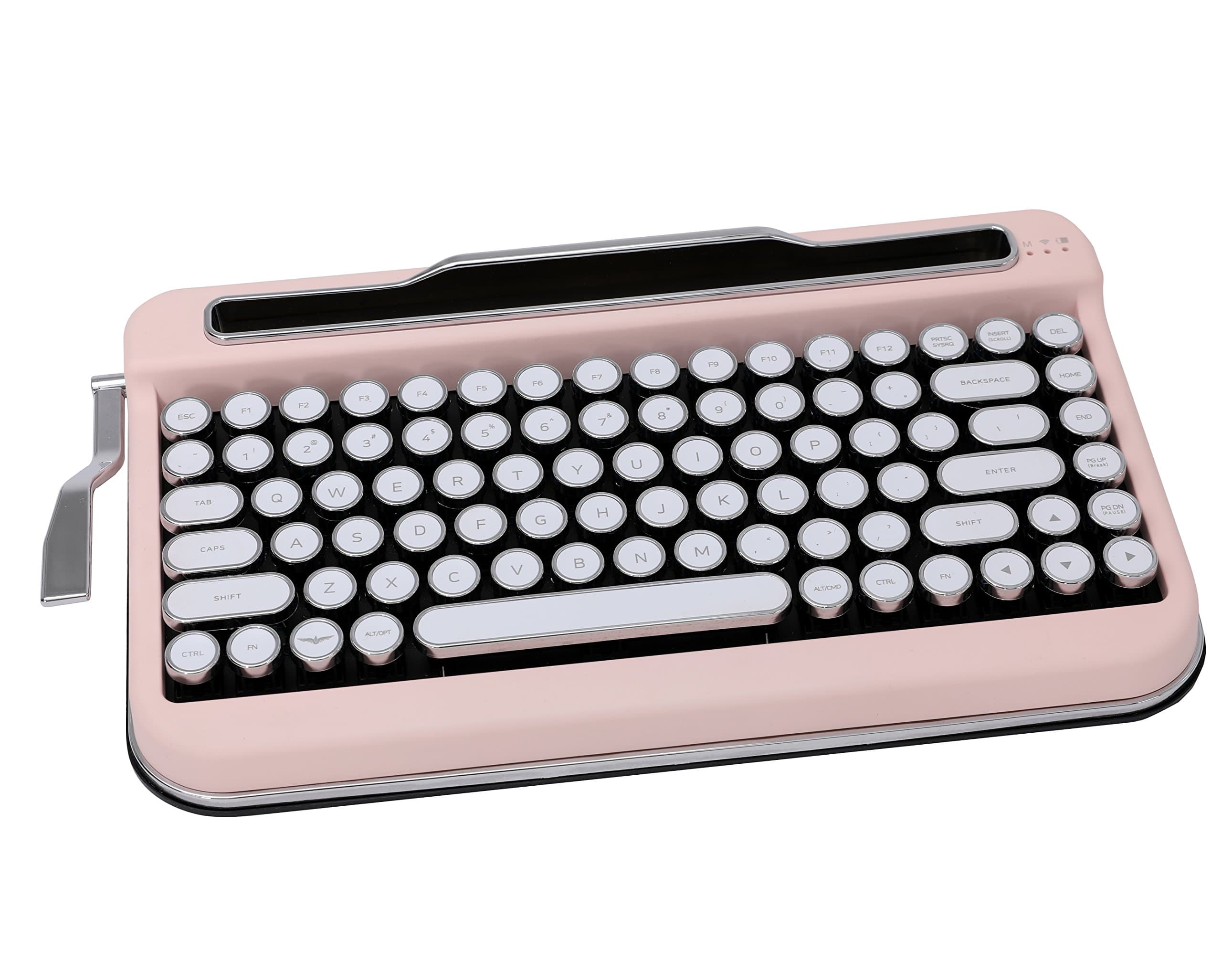 Penna Bluetooth Keyboard with White Chrome Keycap(US Language) (Switch-Cherry Mx Blue, Baby Pink)