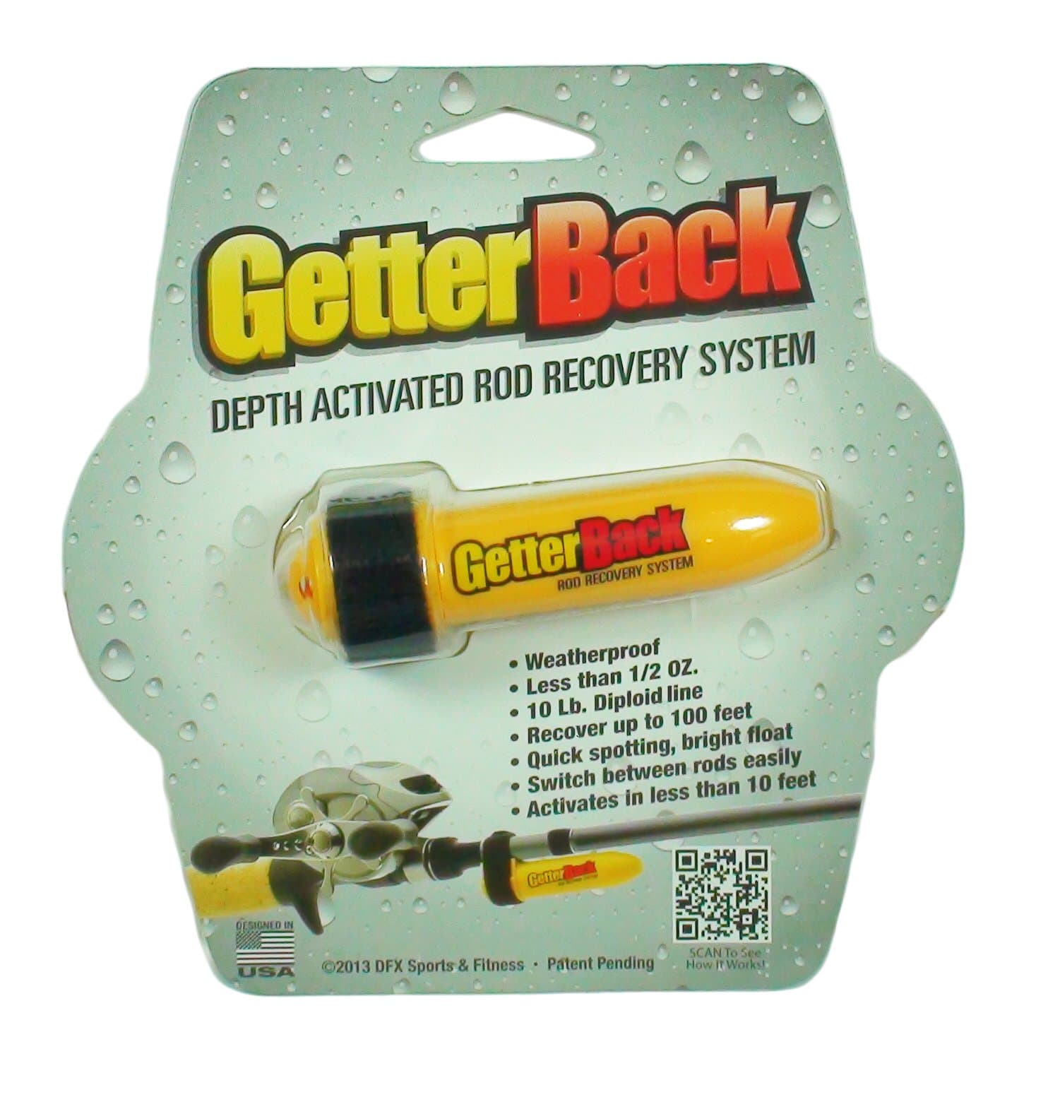 Rod Recovery System with Black Velcro Strap, Yellow