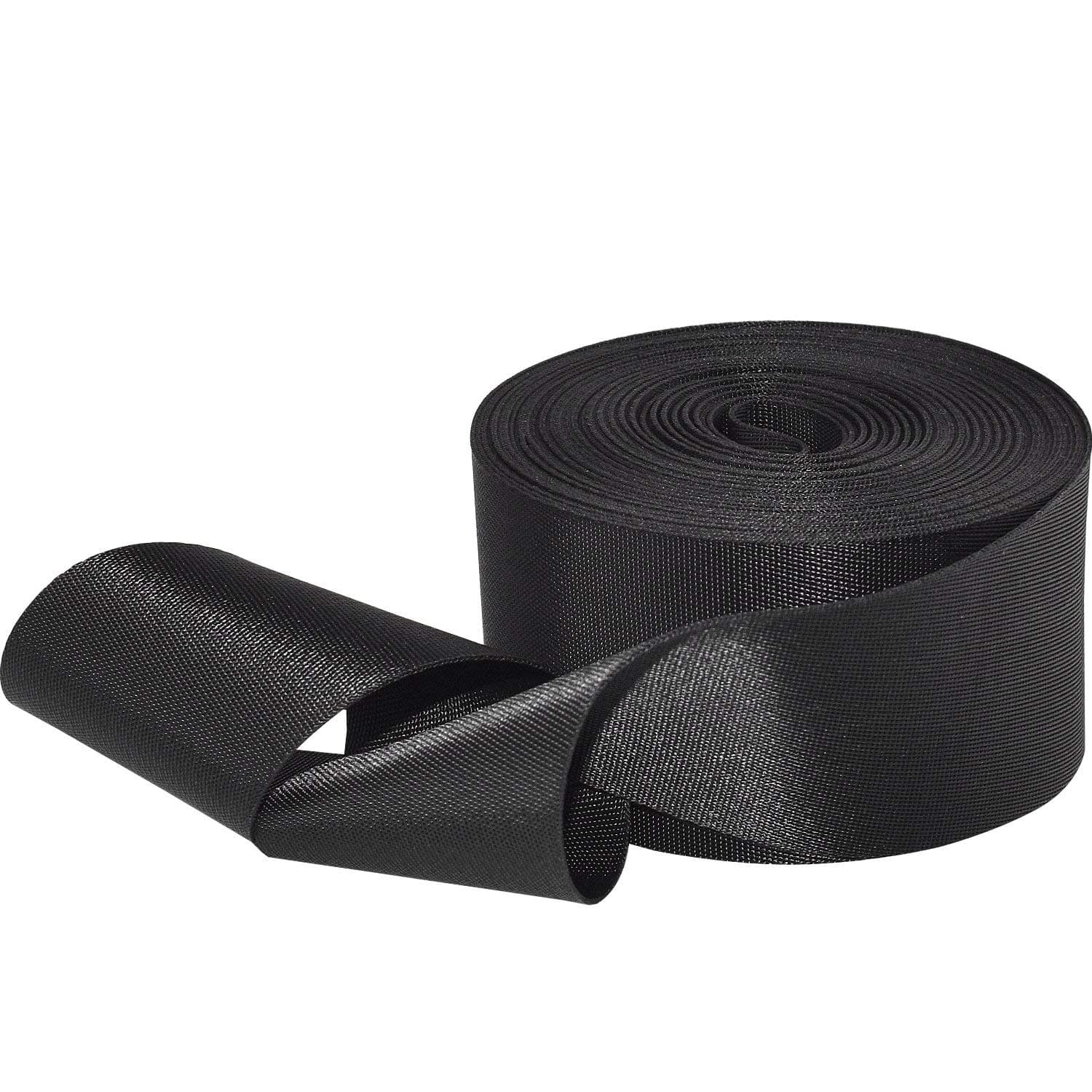 Flat Nylon Webbing 1 Roll 10 Yards 2 Inch Wide Strap for DIY Making Luggage Strap Dog Leashes Lawn Chairs Hammocks Towing Outdoor Activities Canoe Seat Furniture Slings (Black)