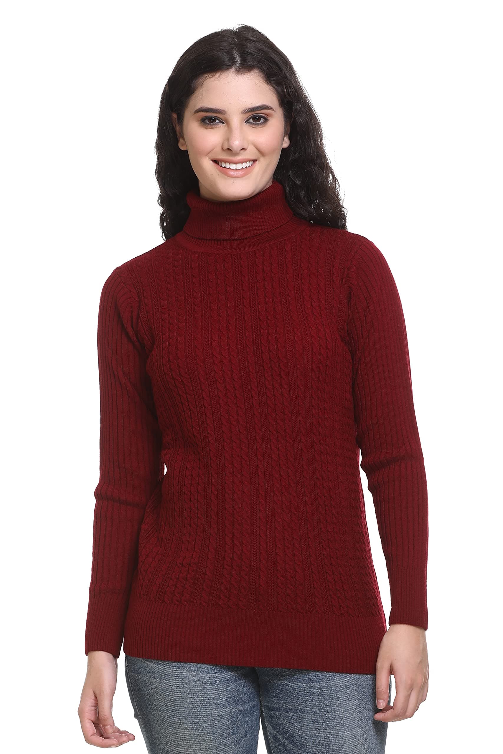 GODFREYWomen's High Neck Knitted Woolen Sweater
