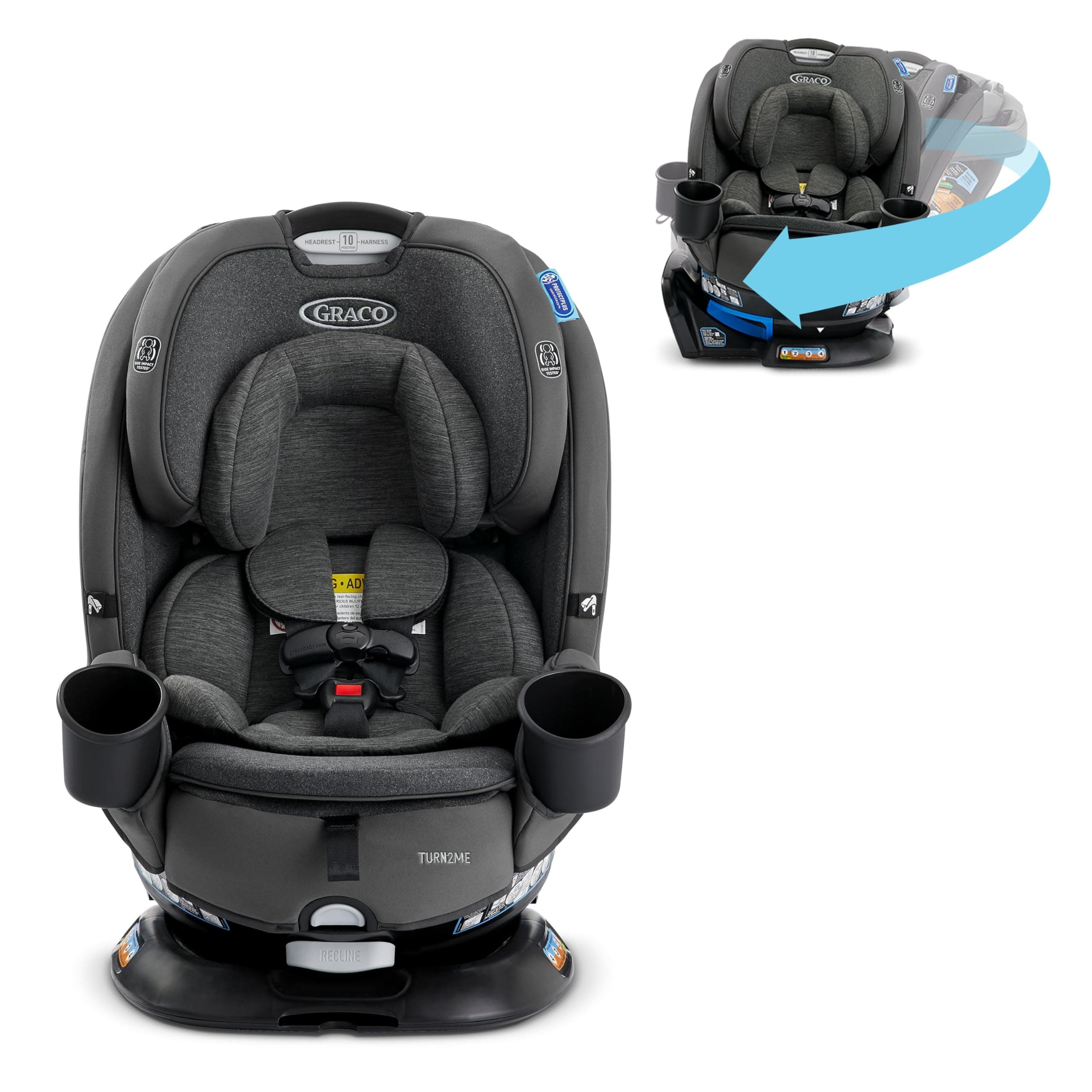 Graco Turn2Me 3-in-1 Car Seat with Rotating Feature, Highback Booster, for Newborn to Toddler up to 100lbs, in Manchester