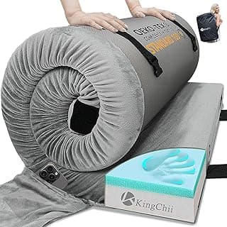 KingChii CertiPUR-US Memory Foam Camping Mattress, Portable Roll Up Travel & Car Mattress Sleeping Pad, Cot & Guest Bed for Sleepover with Waterproof Cover & Travel Bag