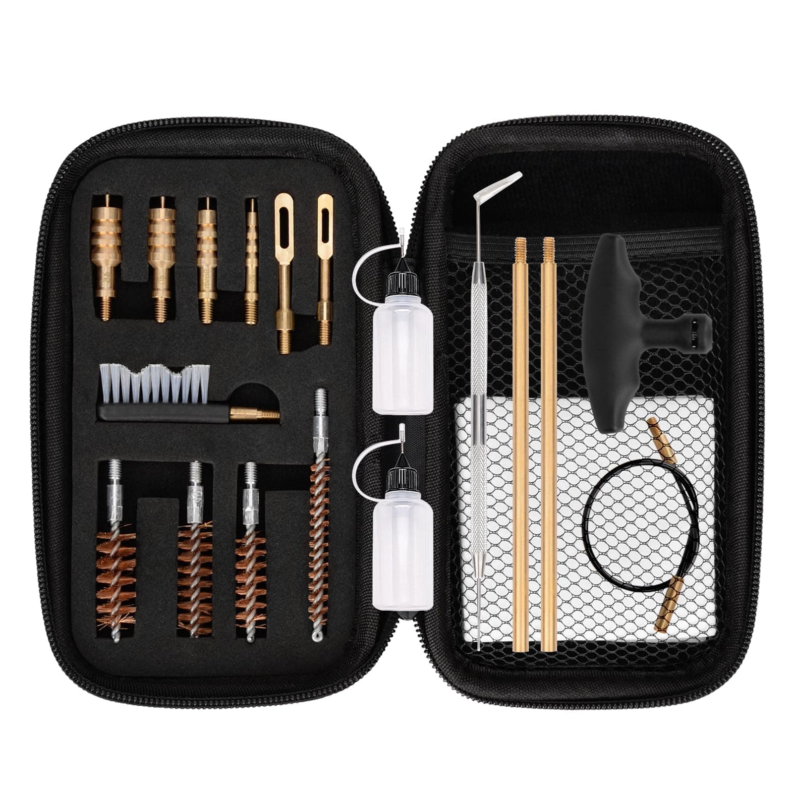 – BOOSTEADY Universal Handgun Cleaning kit .22,.357,.38,9mm,.45 Caliber Pistol Cleaning Kit Bronze Bore Brush and Brass Jag Adapter