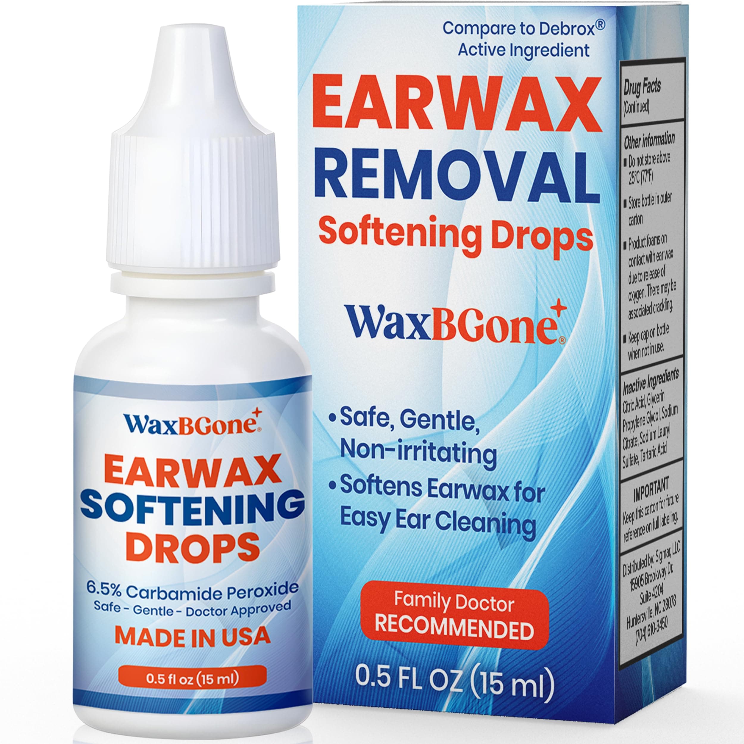 Ear Wax Removal Drops – Ear Cleaner Drops for Clogged Ears & Ear Relief, Non-Irritating Ear Wax Softener, Ear Wax Dissolving Drops for Kids & Adults, 0.5 fl oz (15ml)