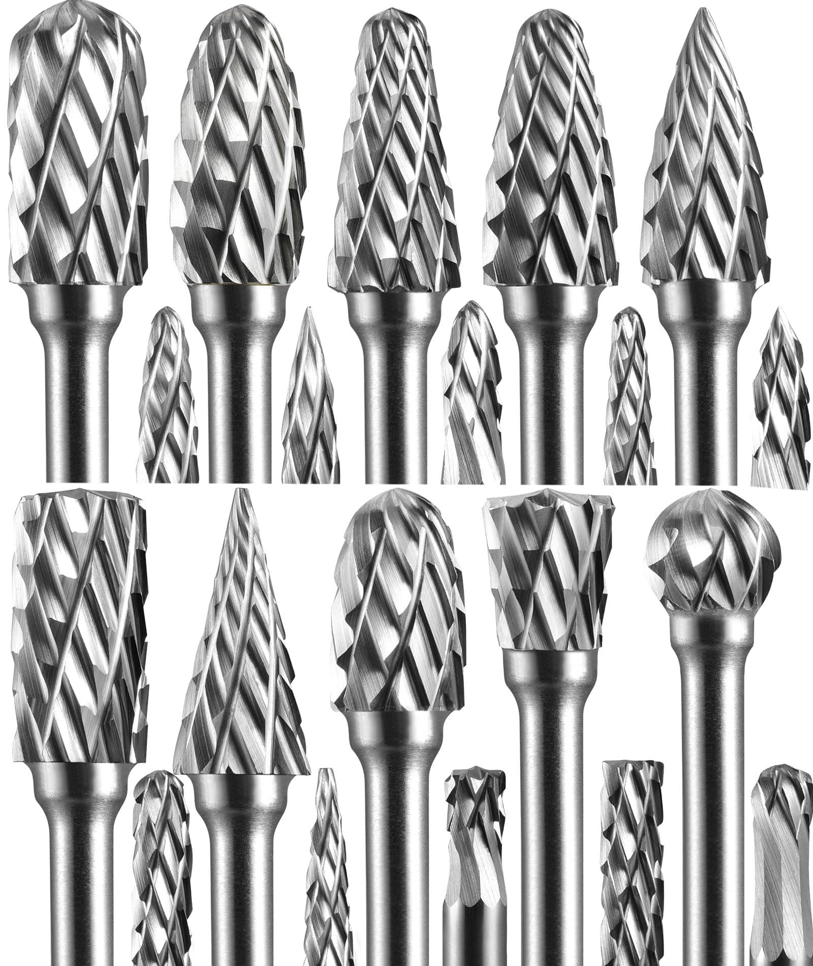 20Pcs 1/8" Shank Carbide Burr Bits Compatible with Dremel Bits Metal Grinding Bits Wood Stone Carving Cutting Engraving Grinder Kit Attachment Rotary Tool Accessories Set Harder than Diamond