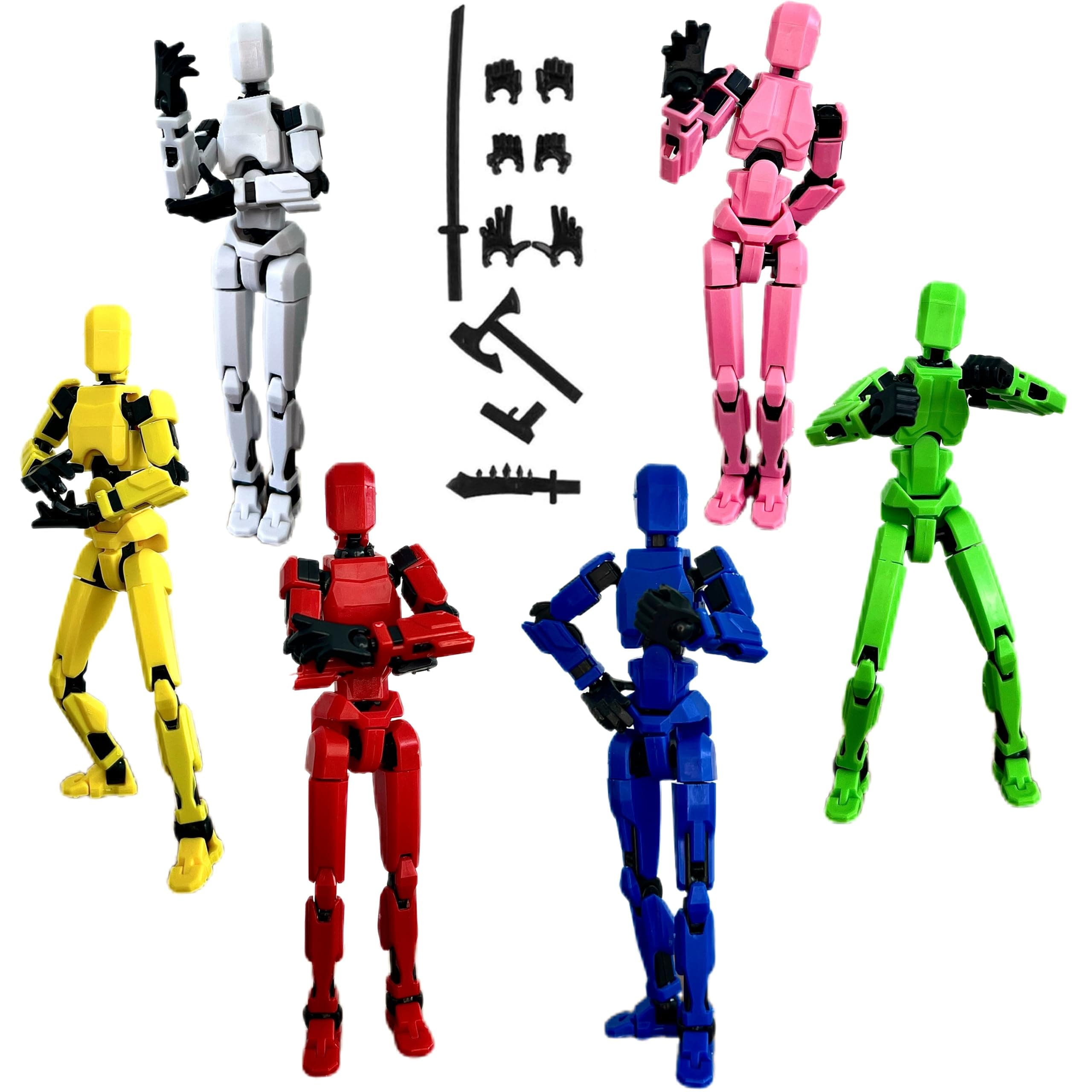 (Assembly Completed) 6 Packs Titan13 Action Figure, Dummy 13 3D Printed Action Figure Toy Gifts for Kids, Robot 13 ActionFigure Full Body Mechanical Doll Christmas Birthday Gift for Boys Girls
