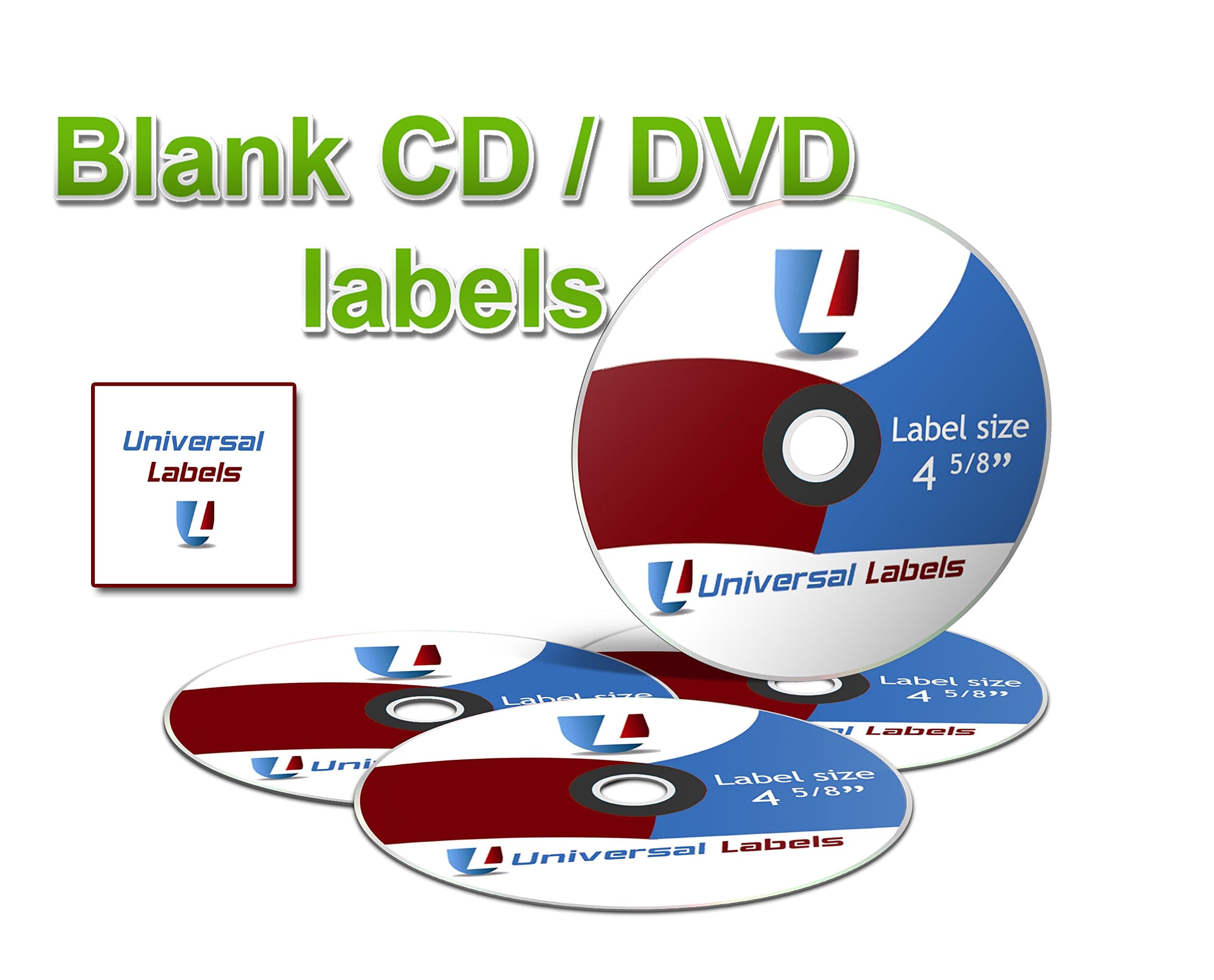 1000 Universal Labels CD/DVD Labels - 500 Sheets of Labels - White Matte - Will Work with Laser & Inkjet Printers