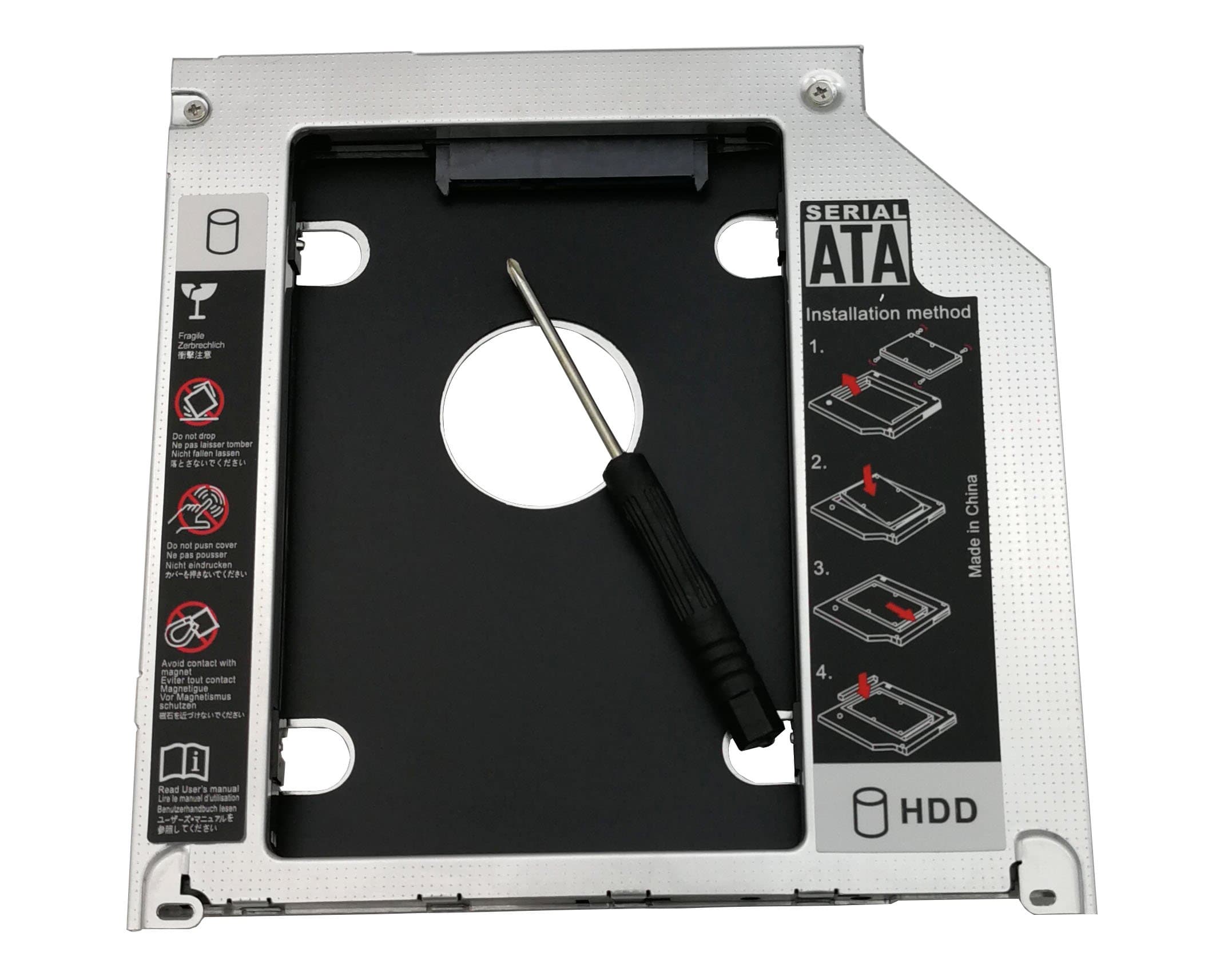 2nd 2.5" SATA HDD/SSD Hard Drive Caddy Tray Replacement for Apple MacBook Pro 13/15/17 inch A1278 A1286 A1297 2008 2009 2010 2011 2012 Internal Laptop CD/DVD-ROM Optical SuperDrive Adapter(9.5mm