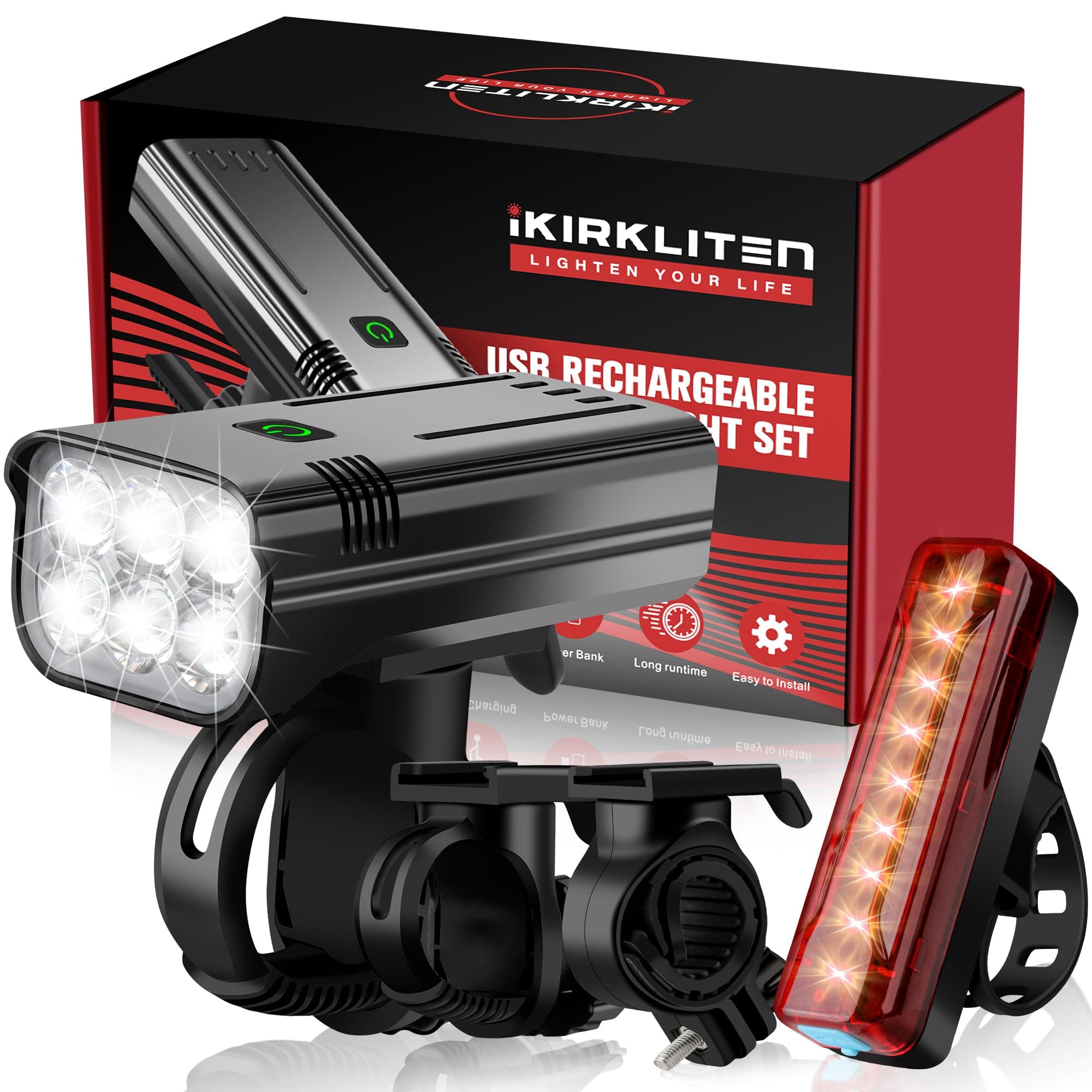 Bike Headlight and Tail Light Set for Night Riding