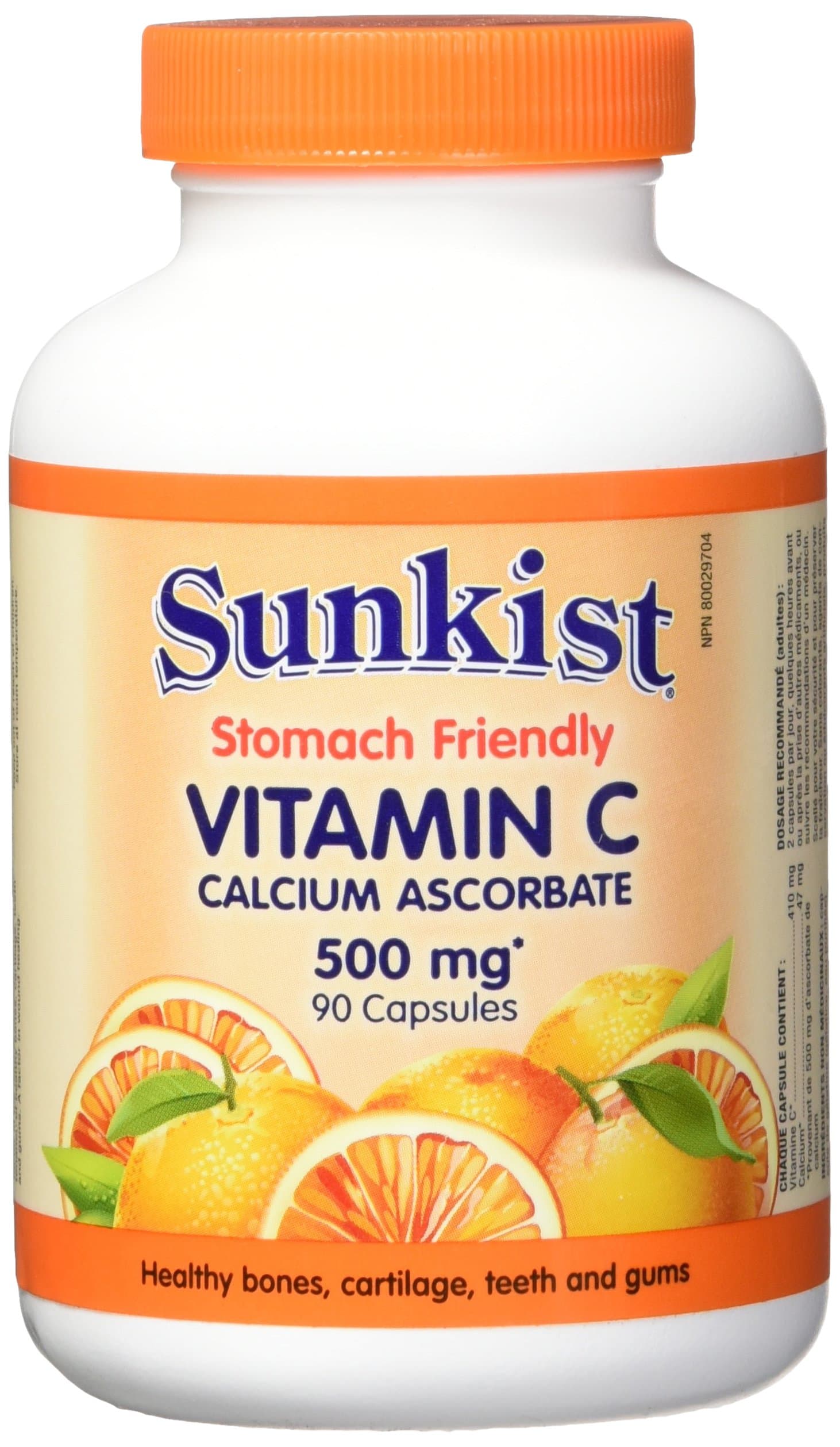 Sunkist Non-Acidic Calcium Ascorbate Vitamin C 500 mg, 90 Capsules