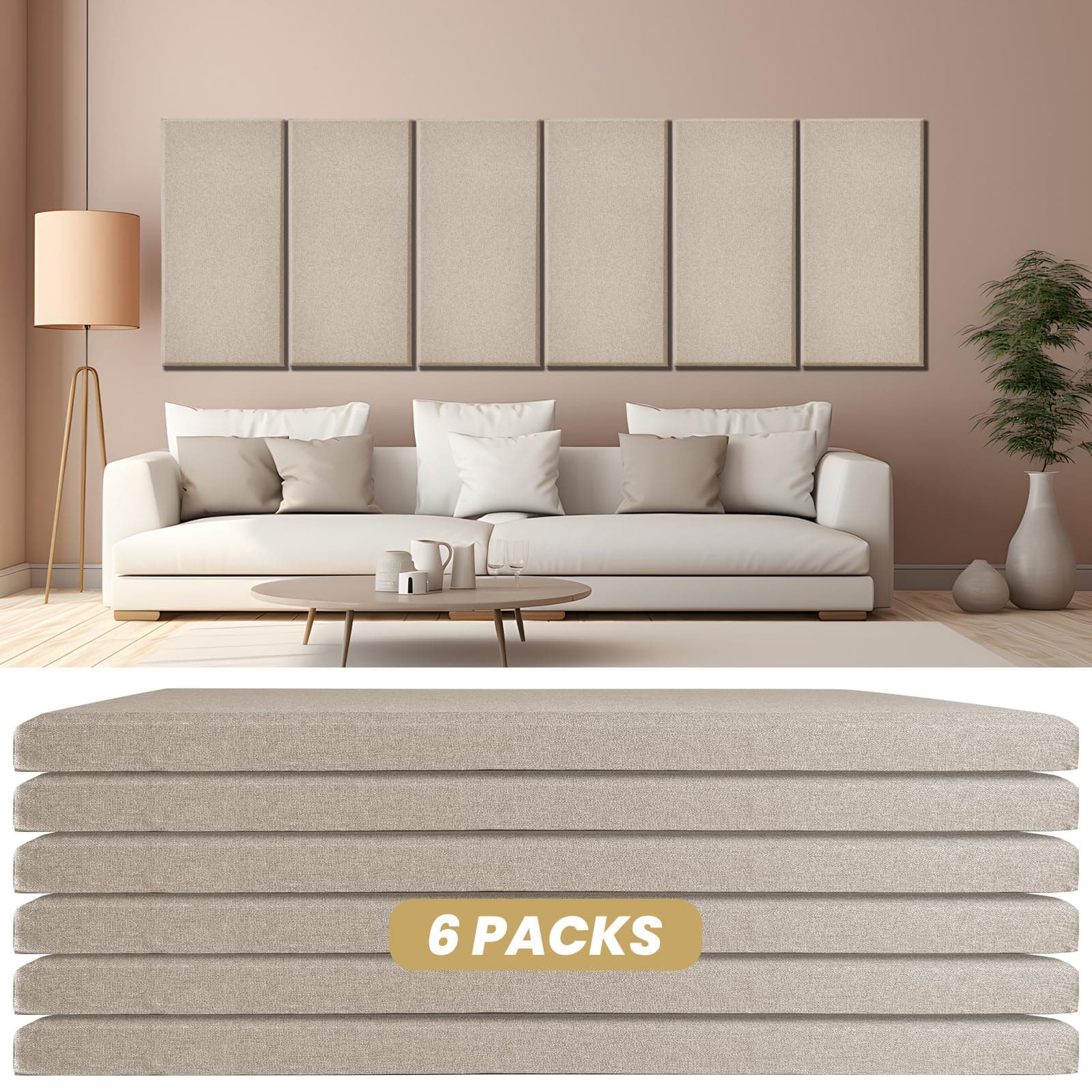 6 PCS Acoustic Panels, 2“ Thick Large Soundproof Wall Panels, Professional Fiberglass Sound Absorbing Panels, 23.6x11.8 Inches Sound Proof Foam Panels for Walls, Studio Home Offices