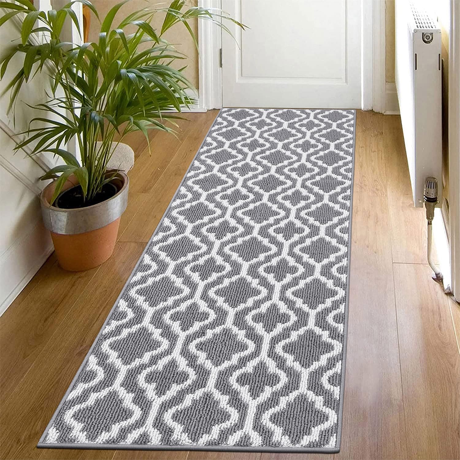 SHACOS Grey Runner Rugs for Hallway 60 x 180 cm Non Slip Hallway Rug Hall Runners Washable, Door Runner, Carpet Runners for Kitchen Entryway Laundry