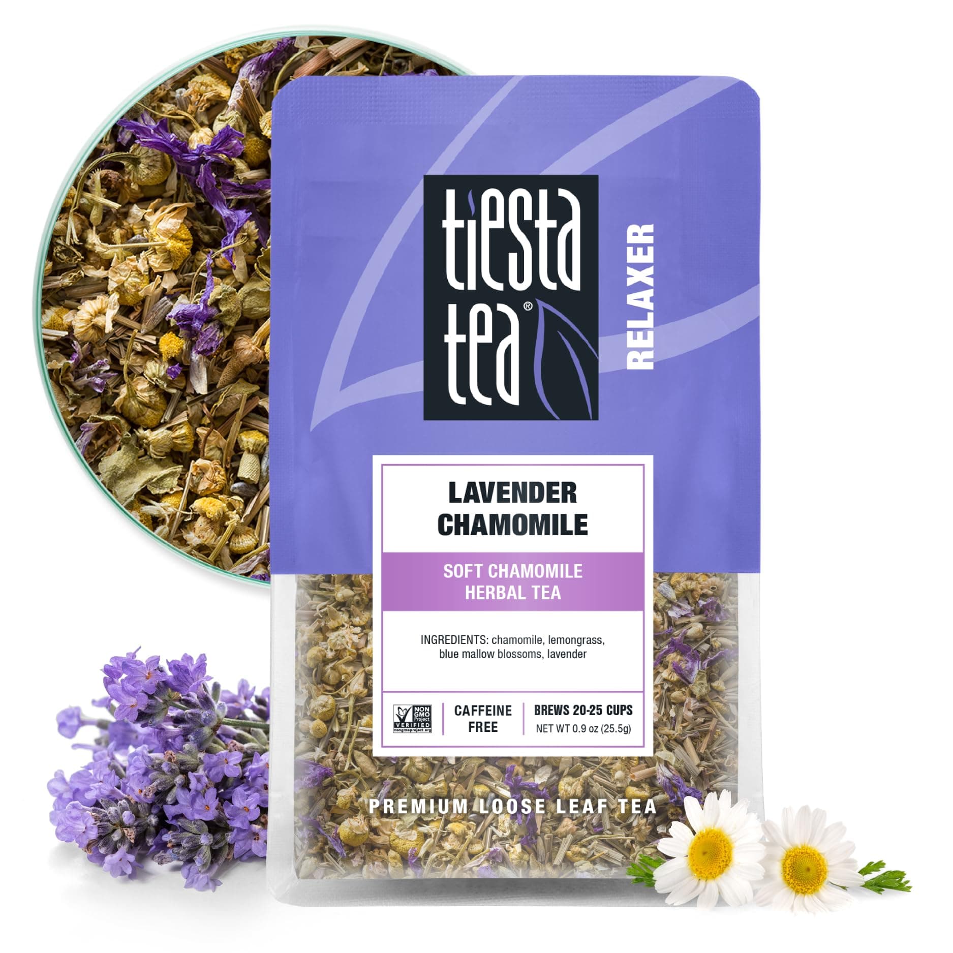Soft Chamomile Herbal Tea | Lavender Chamomile by Tiesta Tea | Caffeine Free | Loose Leaf Herbal Tea Relaxer Blend | Non-GMO | 0.9 Ounce Pouch