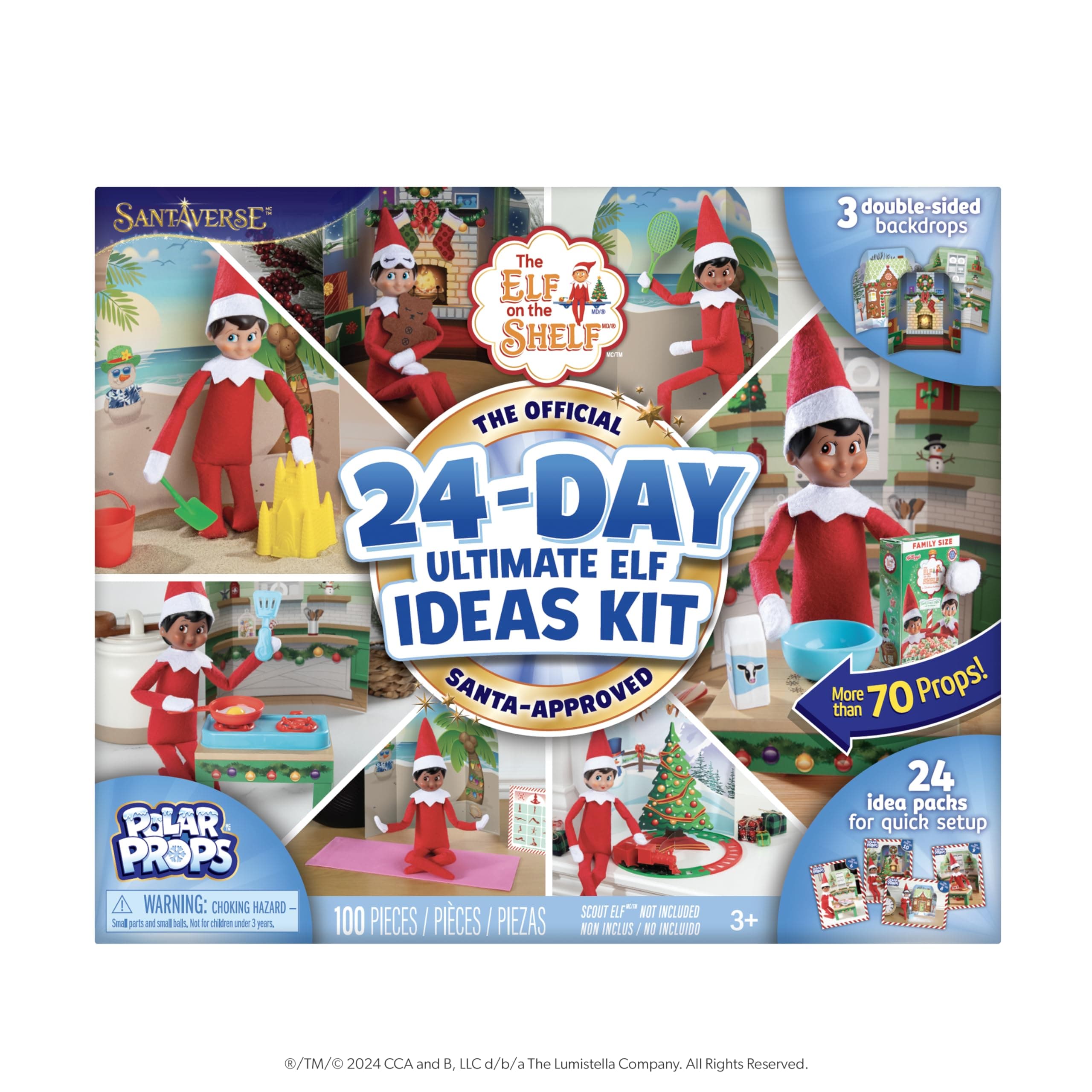 The Elf on the Shelf 24-Day Ultimate Kit – Official Elf Accessories with 70+ Props, Idea Cards, and Backdrops – Easy Elf on The Shelf Ideas for Kids – Christmas Decorations – Scout Elf Not Included.