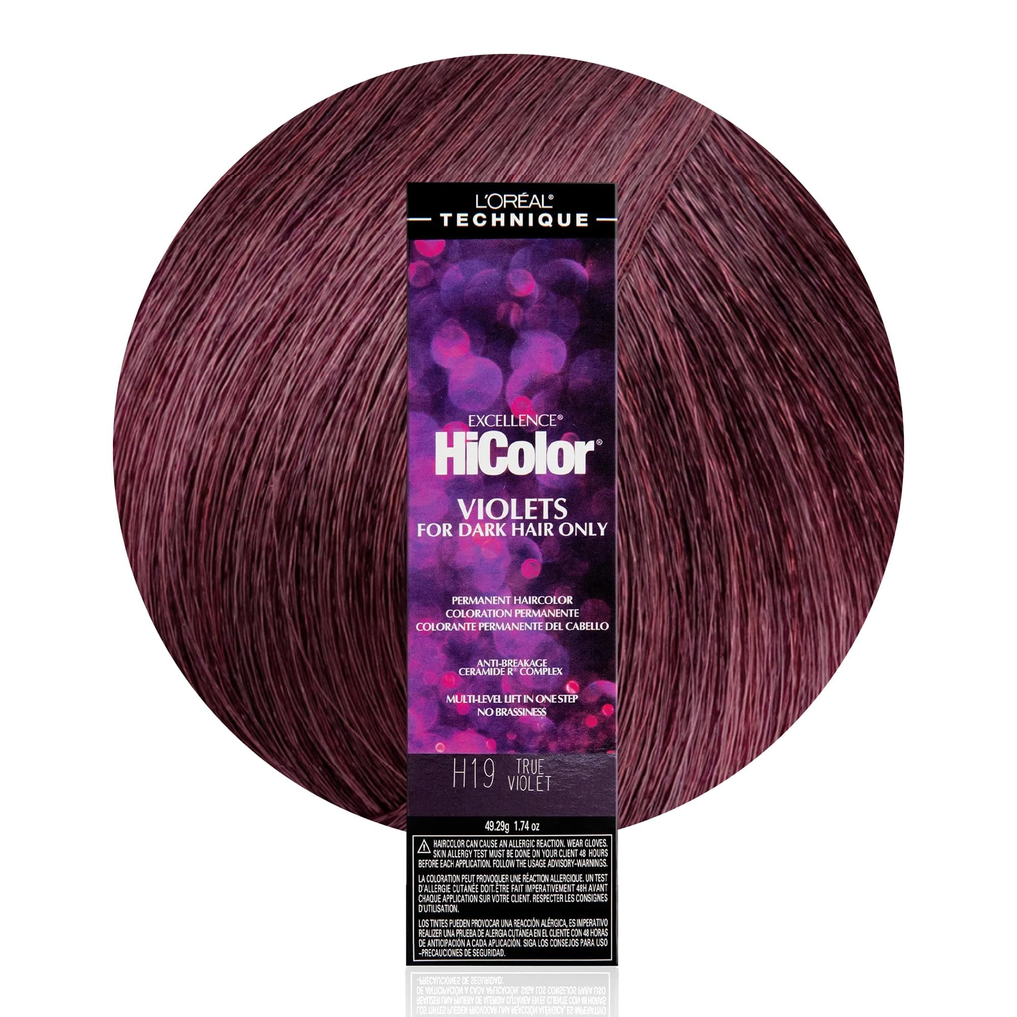 L'Oréal Technique HiColor Violet & Blacks Permanent Hair Color - Anti-Breakage Ceramide R Complex, Multi-Lift with No Brassiness, For Dark Bases, Long Lasting Color