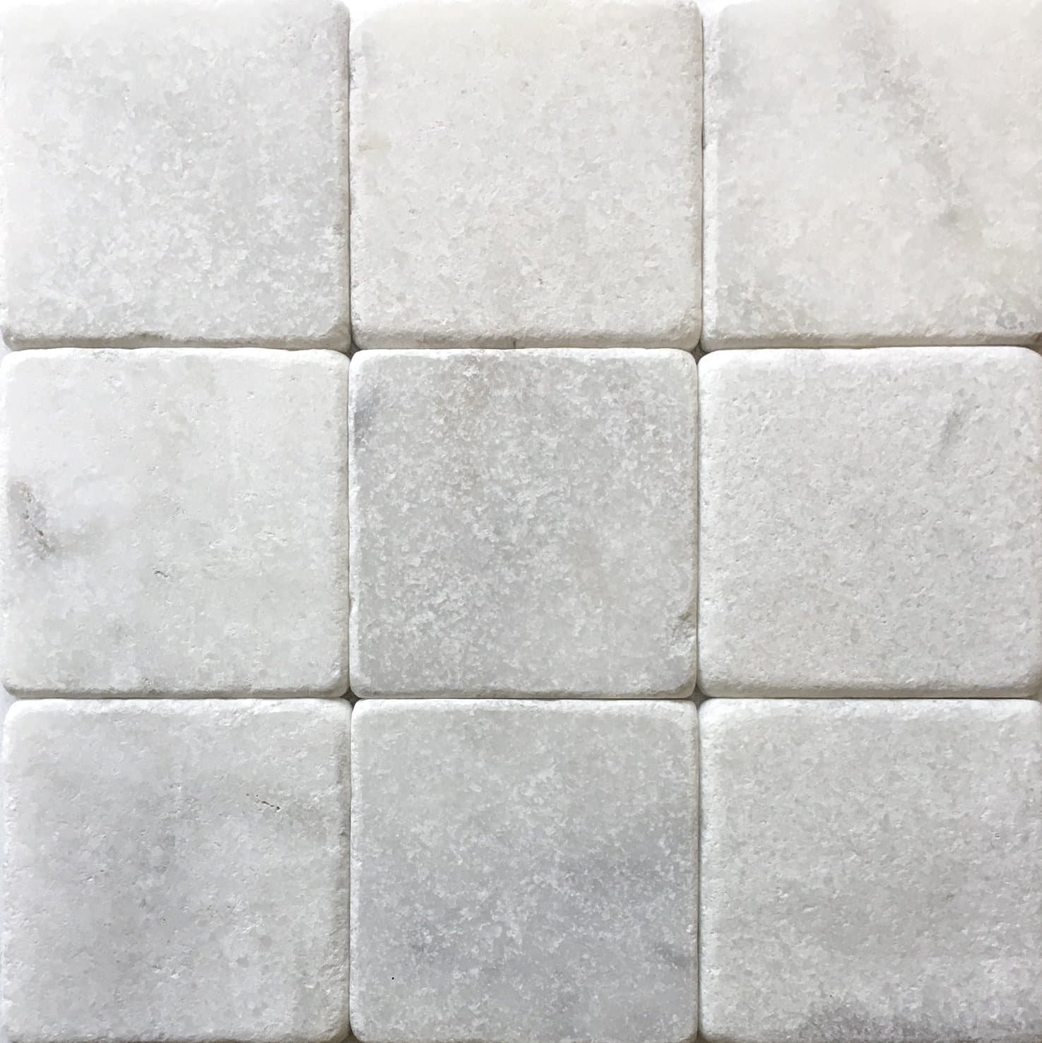 Carrara White 4x4 Tumbled Marble Tile for Wall and Floor