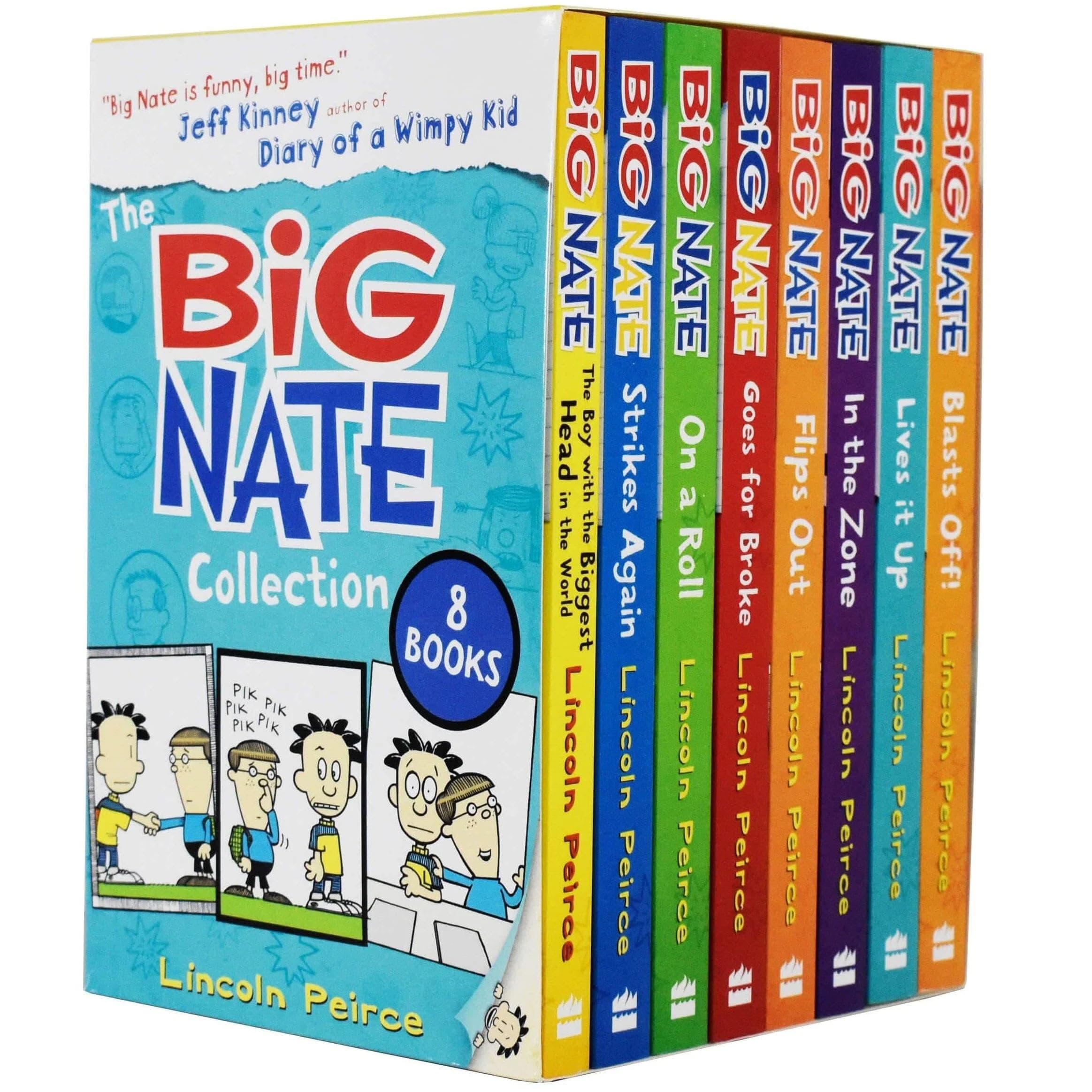 The Big Nate Collection Series 8 Books Box Set by Lincoln Peirce (Boy with the Biggest Head in the World, Strikes Again, On a Roll, Goes for Broke, Flips Out, In the Zone, Lives it Up & Blasts Off)
