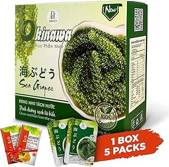 OKINAWA Organic Sea Grapes, Organic Seaweed, Umibudo, Green Caviar, Dehyrated lato, Seagrapes , Superfood - Enhance Health, Boosting Immune System (3.5 Oz (Pack of 5), 1 box)