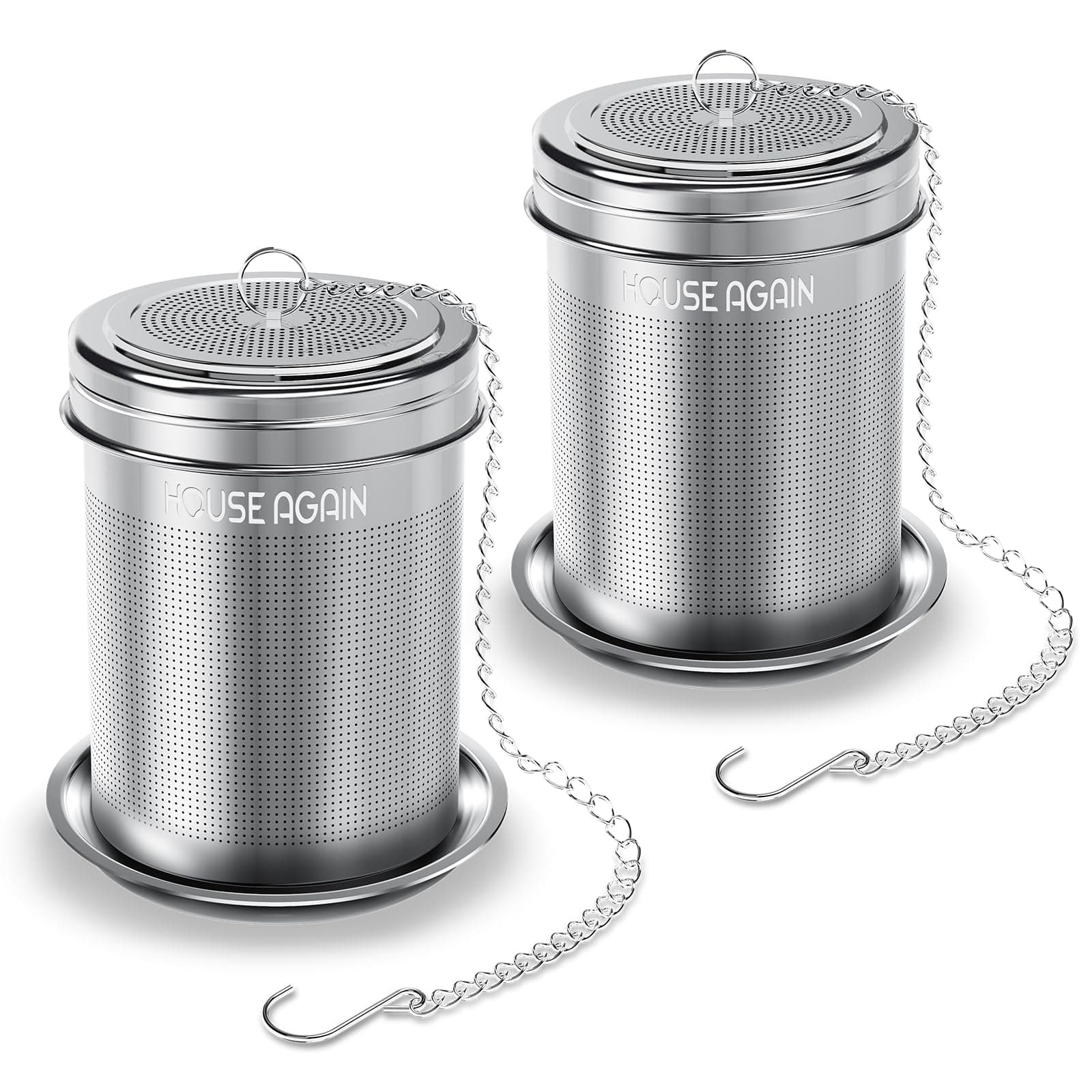 2 Pack Tea Infuser by, Extra Fine Mesh Tea Ball Threaded Connection 18/8 Stainless Steel with Extended Chain Hook for Hanging on Teapots Mugs Cups to Brew Loose Leaf Tea