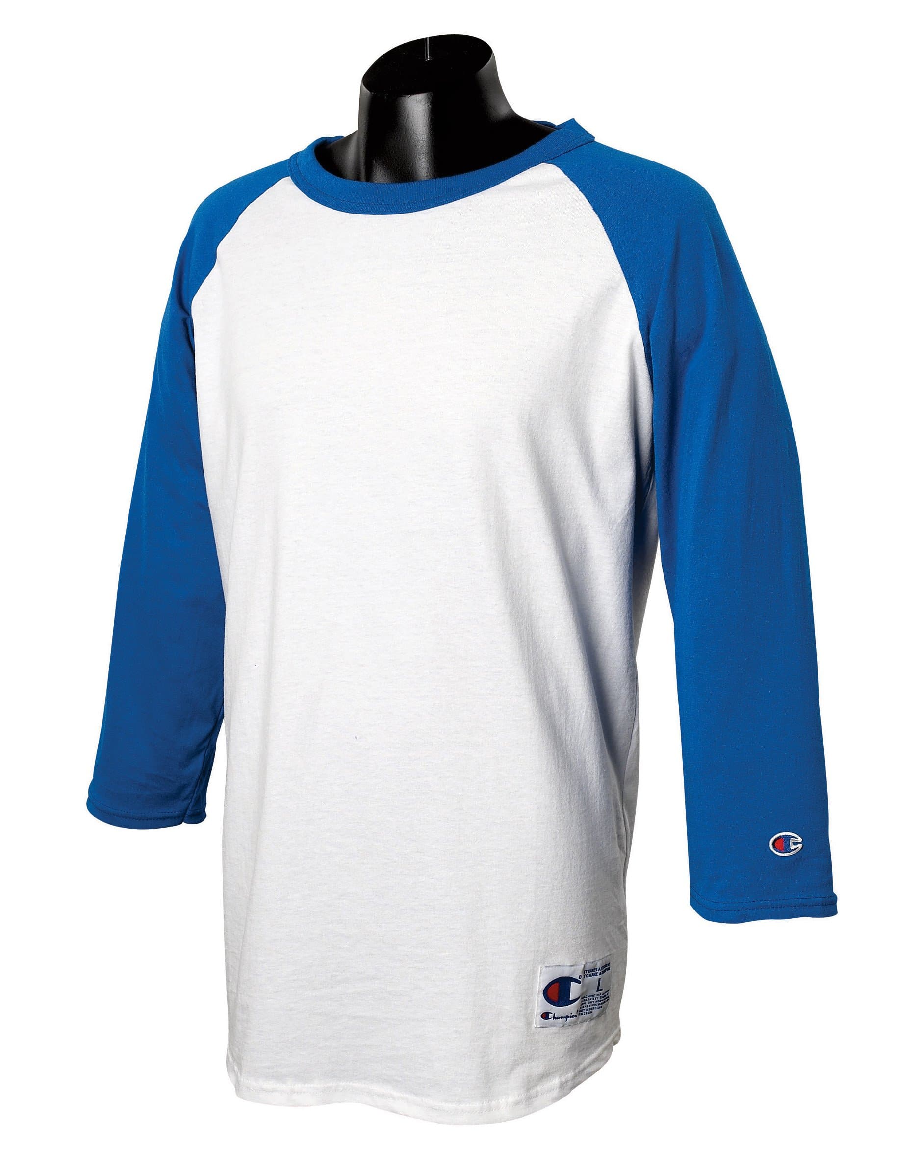 Champion 6.1 oz. Tagless Raglan Baseball T-Shirt - WHITE/TEAM BLUE - L T1397-simple