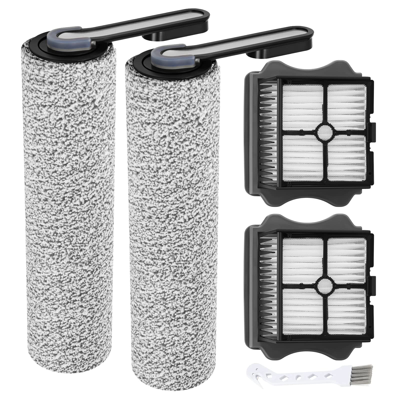 Floor ONE S5 Brush Roller Replacement Parts for Floor ONE S5/Floor One S5 Pro Smart Cordless Wet Dry Vacuum Cleaner, 2 Pack Brush Rollers and 2 Pack Vacuum HEPA Filters