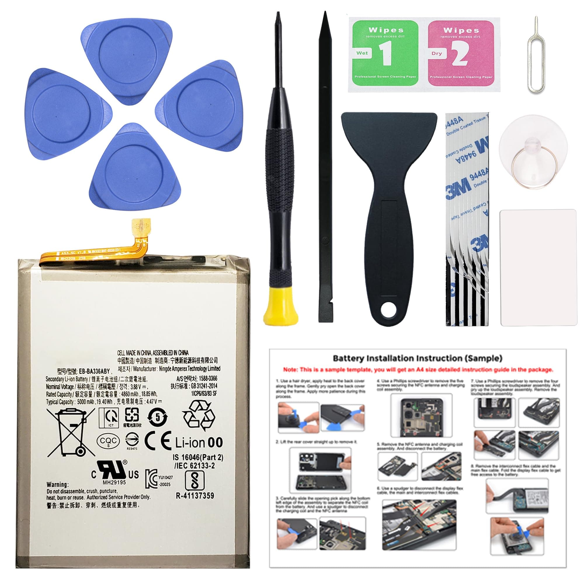 New Upgraded Battery for Galaxy A53 5G, EB-BA336ABY Replacement Battery Compatible with Samsung Galaxy A53 5G, with Repair Tools & Instruction