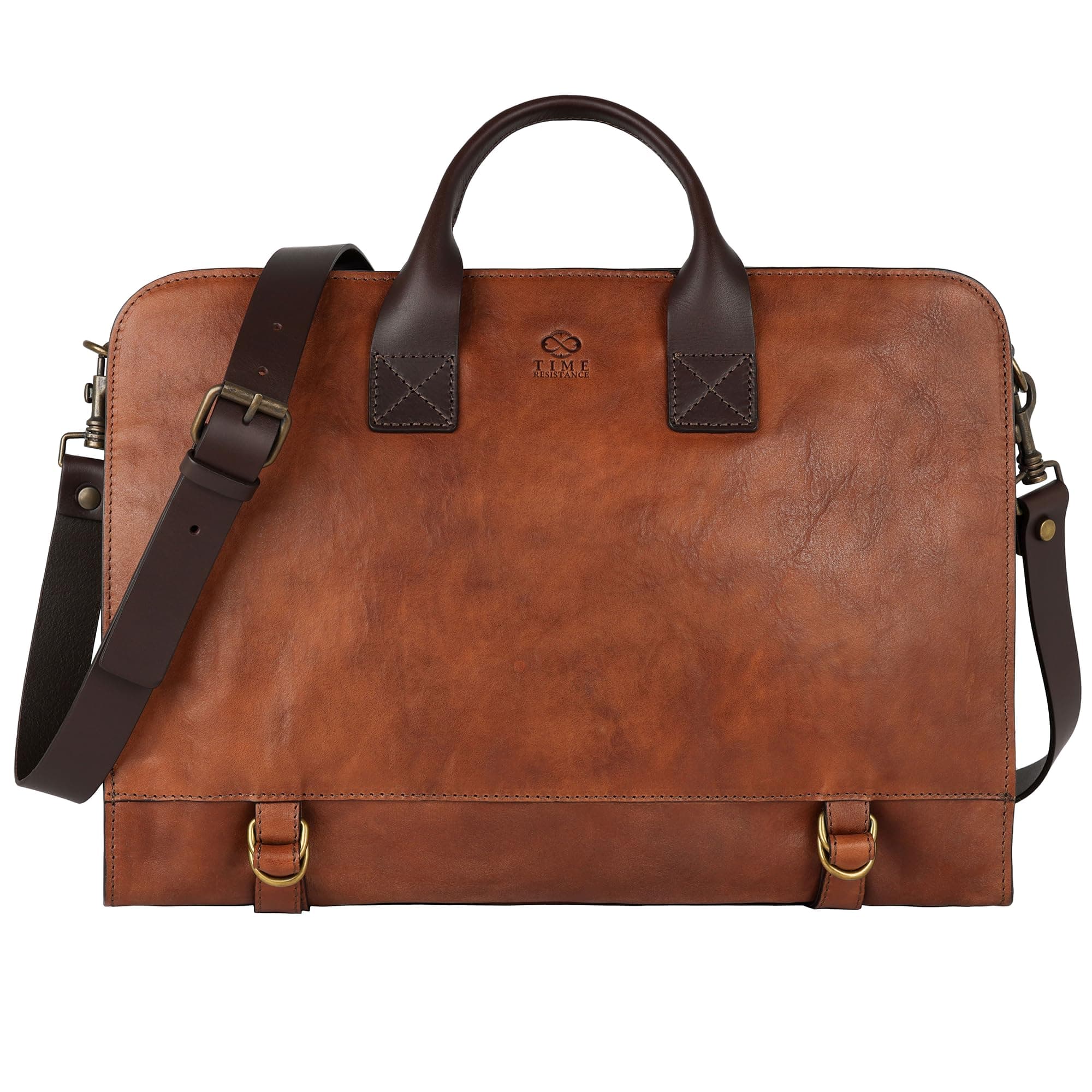 Time Resistance Leather Briefcase for Laptop Attache Case Messenger Bag for Men and Women