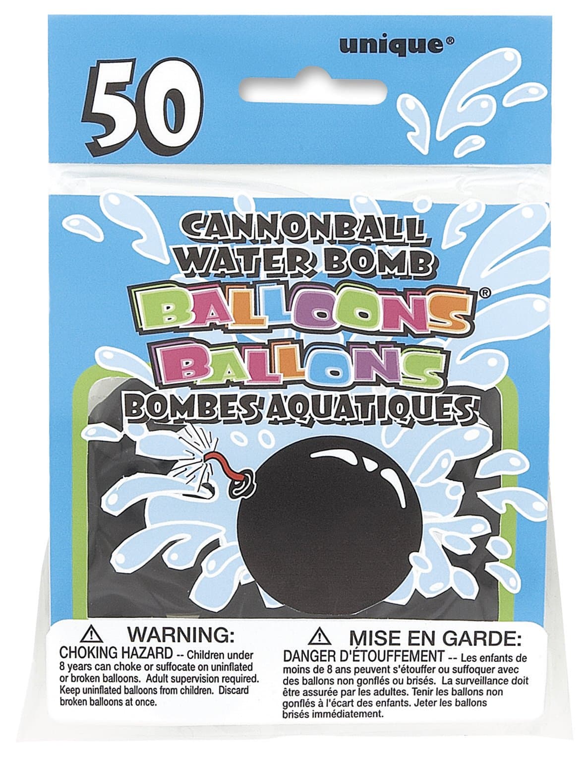 Cannonball Water Bomb Balloons 50/Pkg-Black