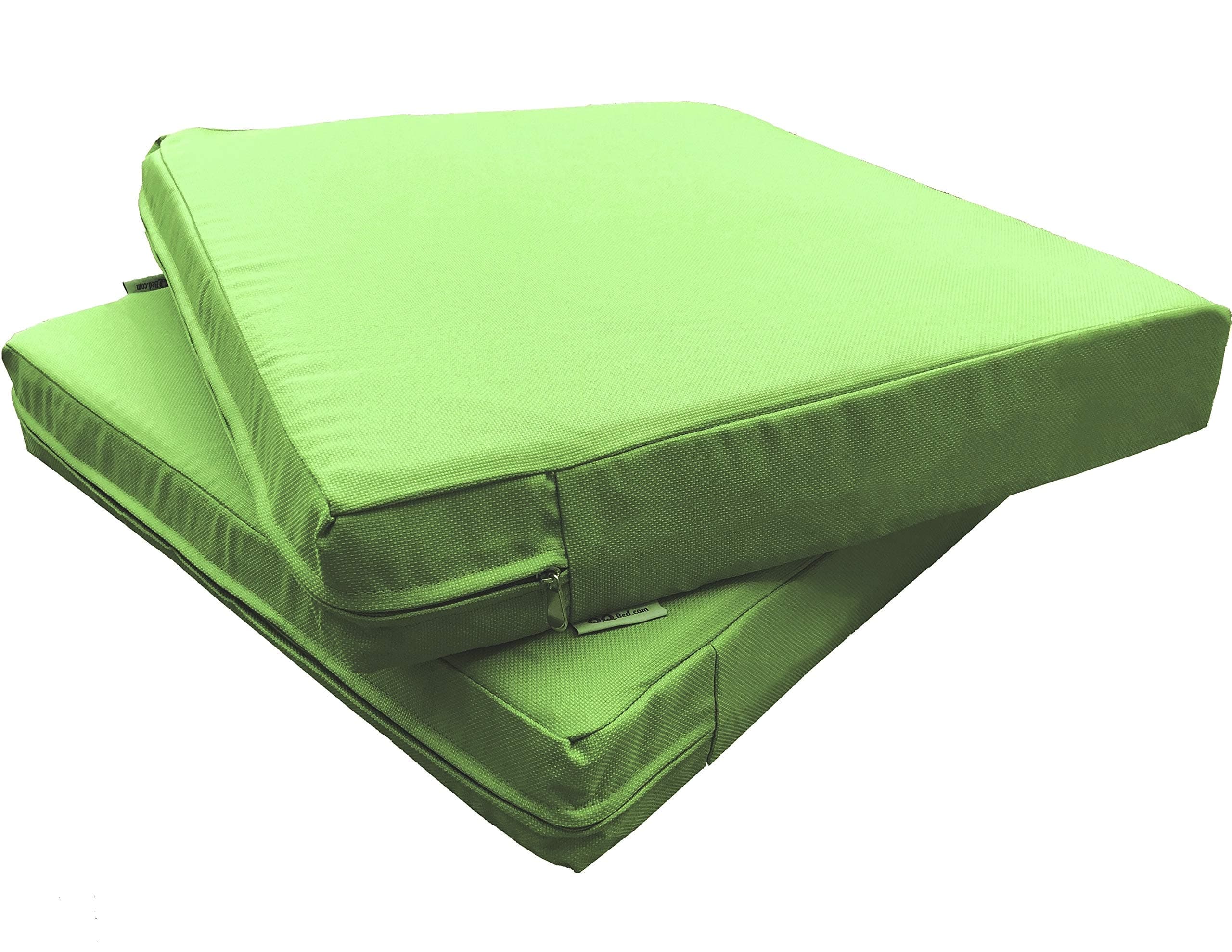 QQbed 2 Pack Outdoor Patio Deep Seat Memory Foam (Seat and Back) Cushion Set with Waterproof Internal Cover - Size 24"X22"X4", Greenery Green