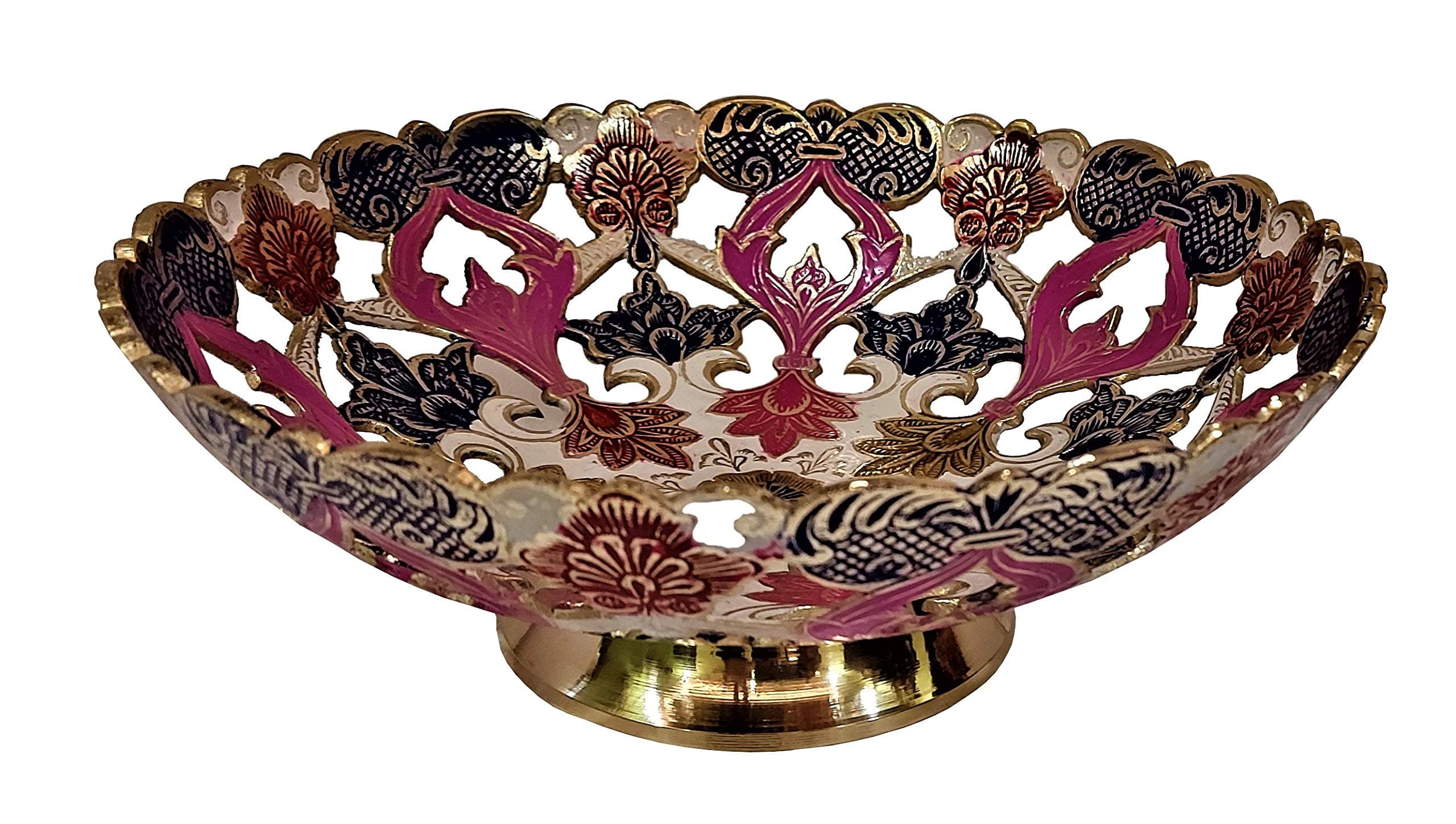 Mozo Hub Decorative Handcrafted Brass Fruit Bowl for Serving, Collectible Art, Perfect for Home Decoration and Gifting, 25 cm (Multicolor)