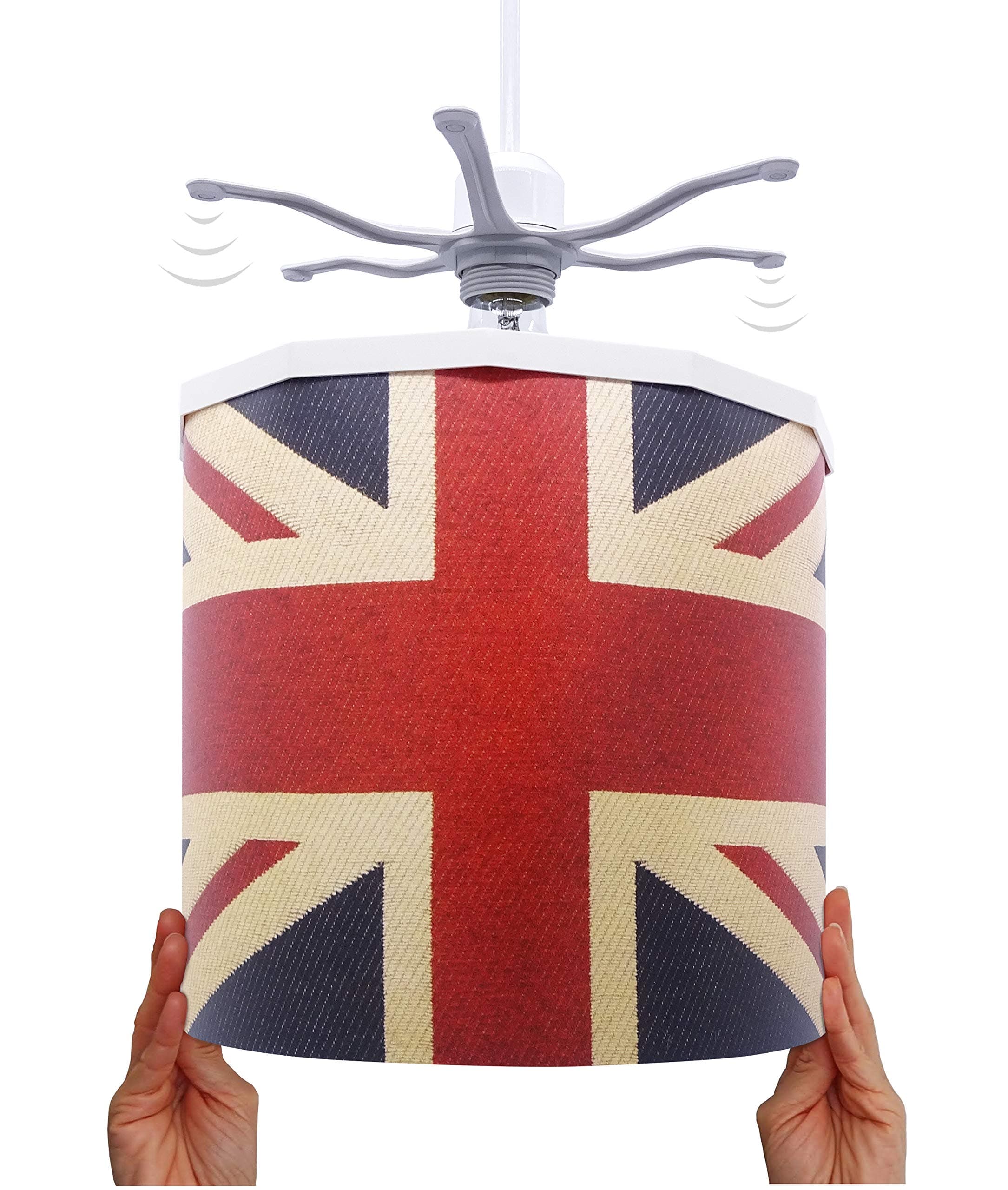 Ceiling Pendant Light Shade - Printed Colourful and Fun Designs Union Jack Light Cover - Magnetic Ceiling Light Lampshade Kit for Interchangeable Designs