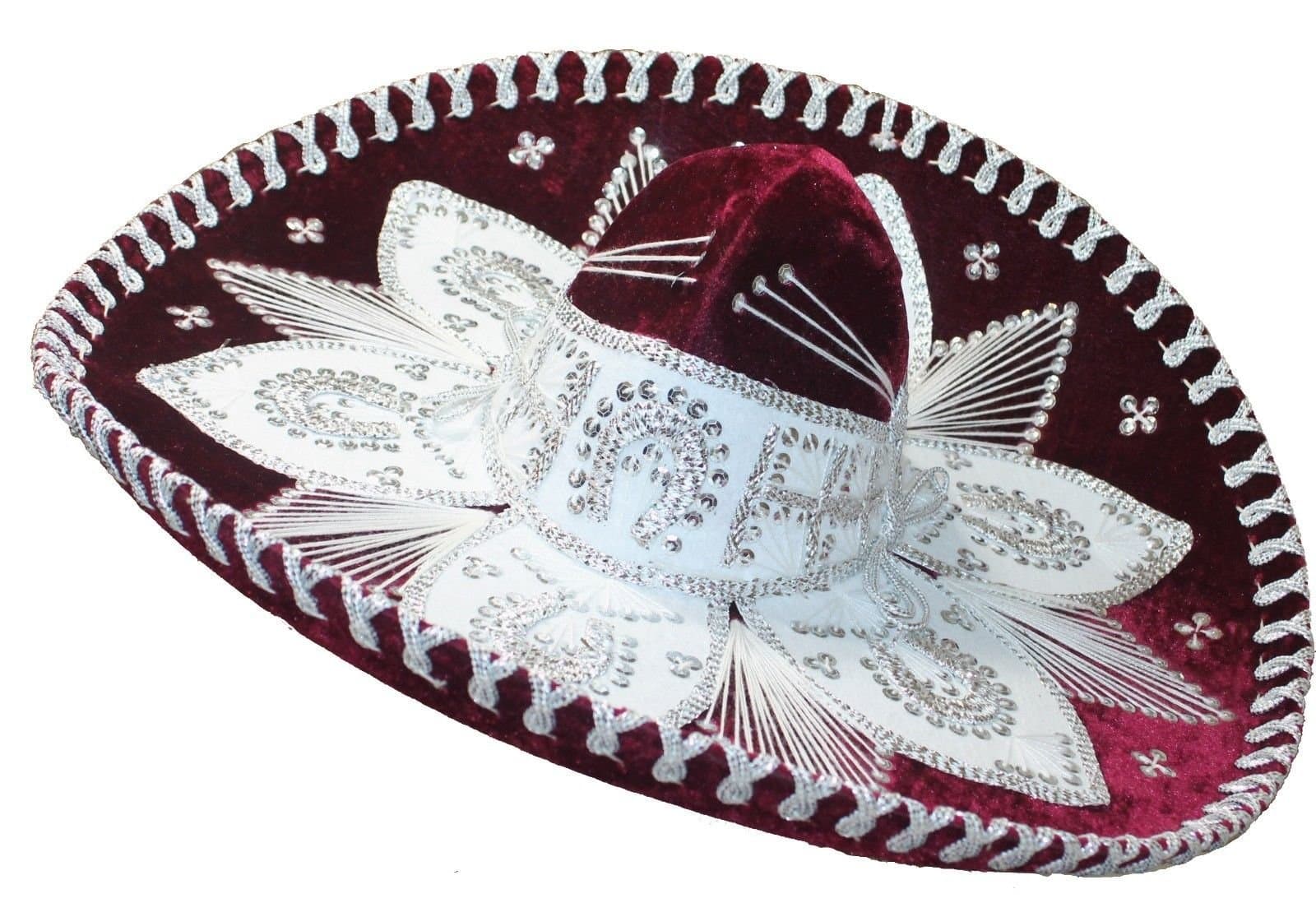 Burgundy and White Mariachi Sombrero